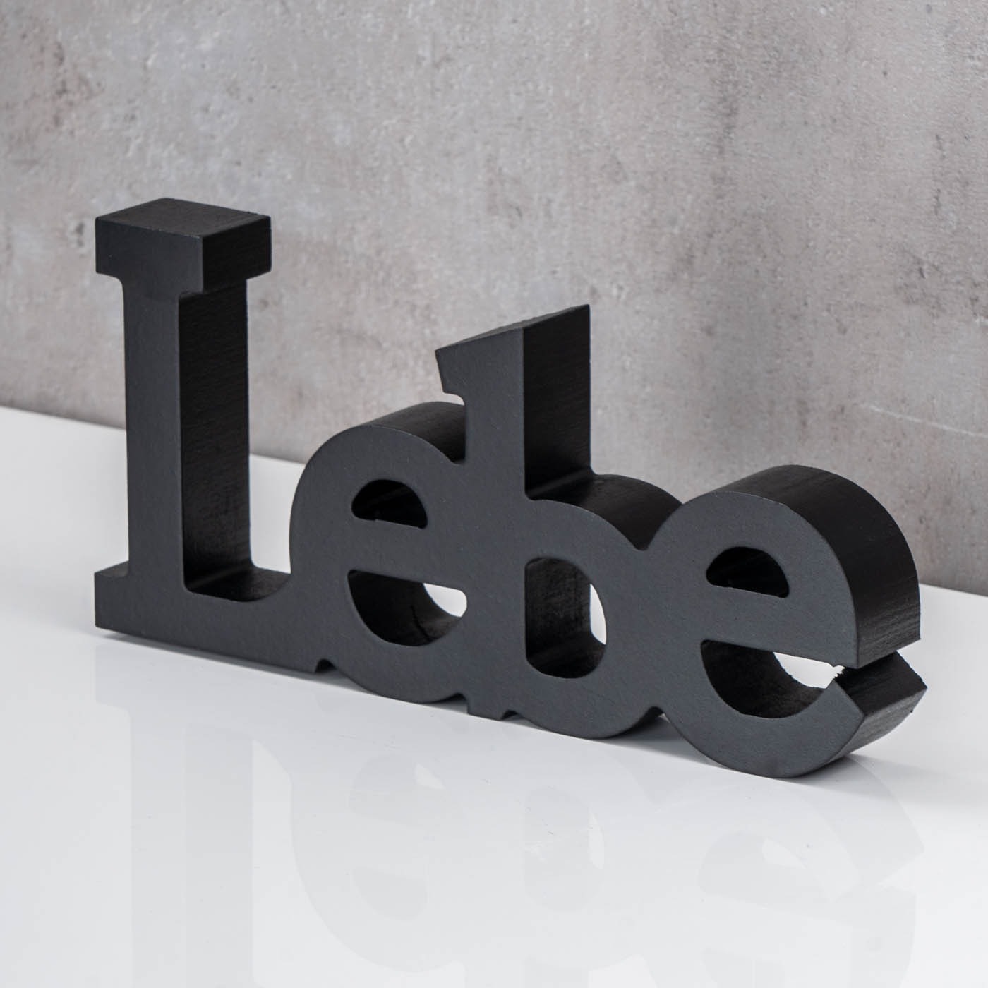 3er Set Schriftzug Lebe Liebe Lache Schwarz MDF Holz Deko Aufsteller Tischdeko