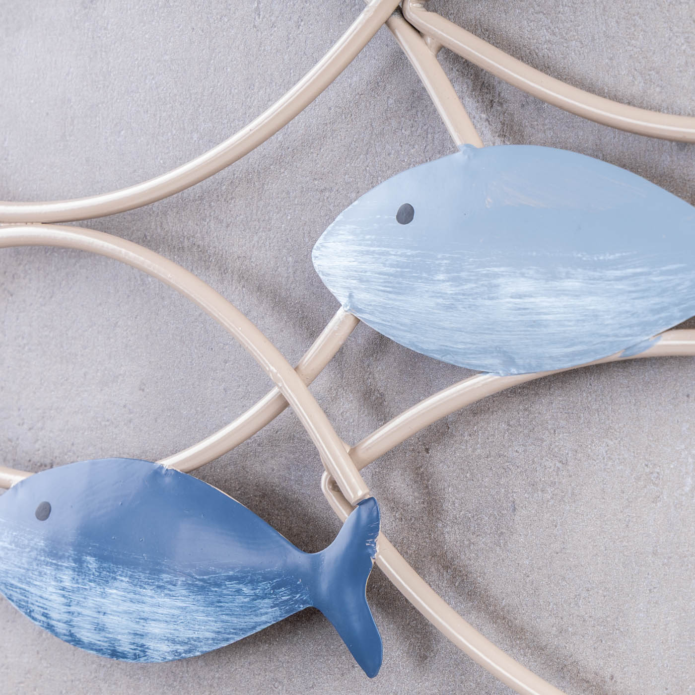 Wandbild Fische Metall L70cm Blau Taupe Maritim Wanddeko Metalldeko Wandskulptur