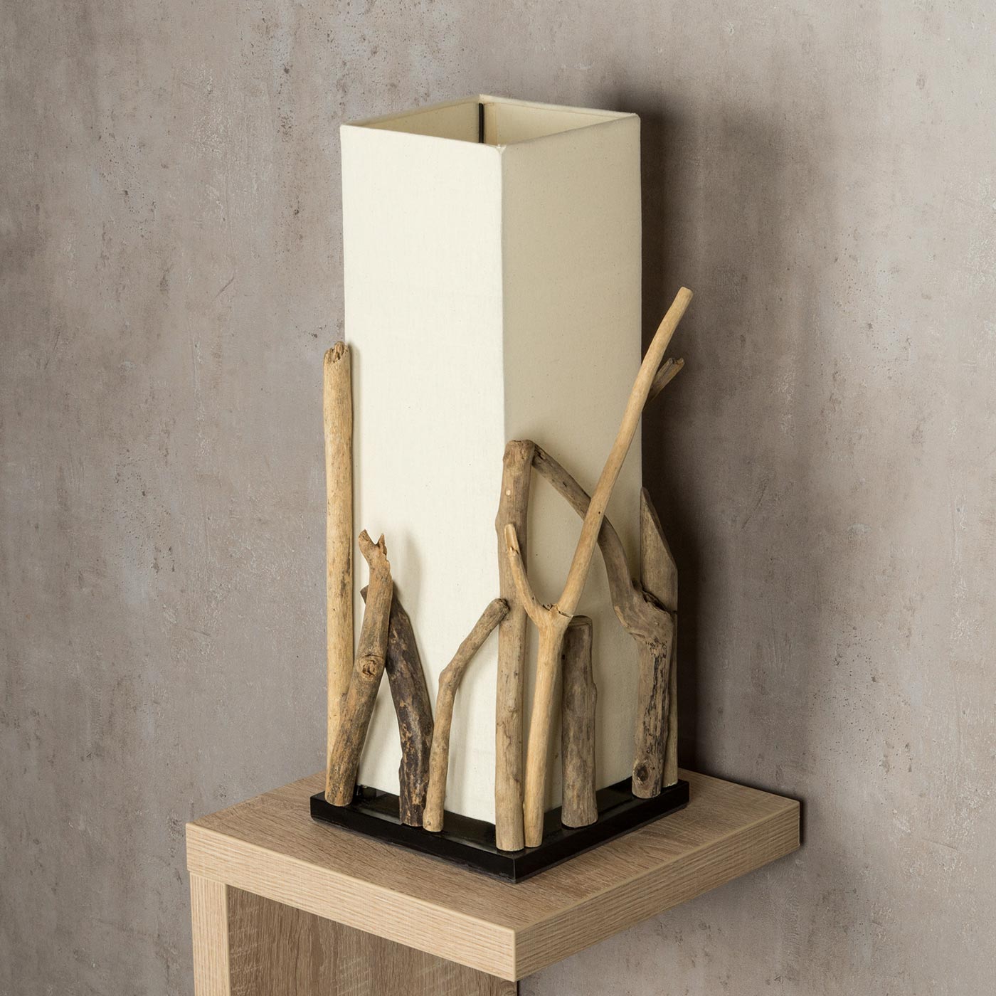 levandeo Lampe Tischlampe H50cm Treibholz Holzlampe Design Tischleuchte Tischdeko