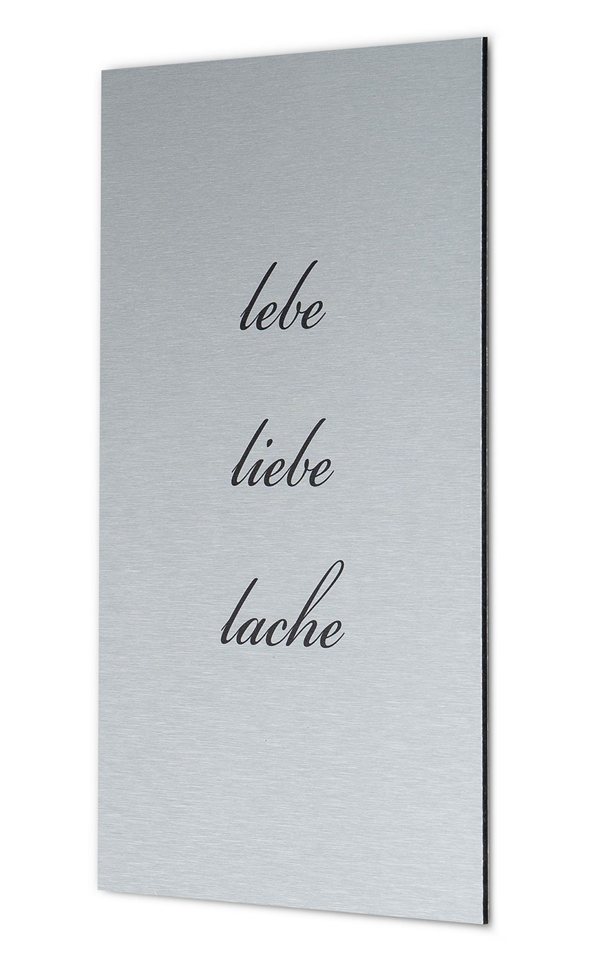 levandeo Wandbild Bild Schild Lebe Liebe Lache 20x30cm Alu Aluminium gebürstet