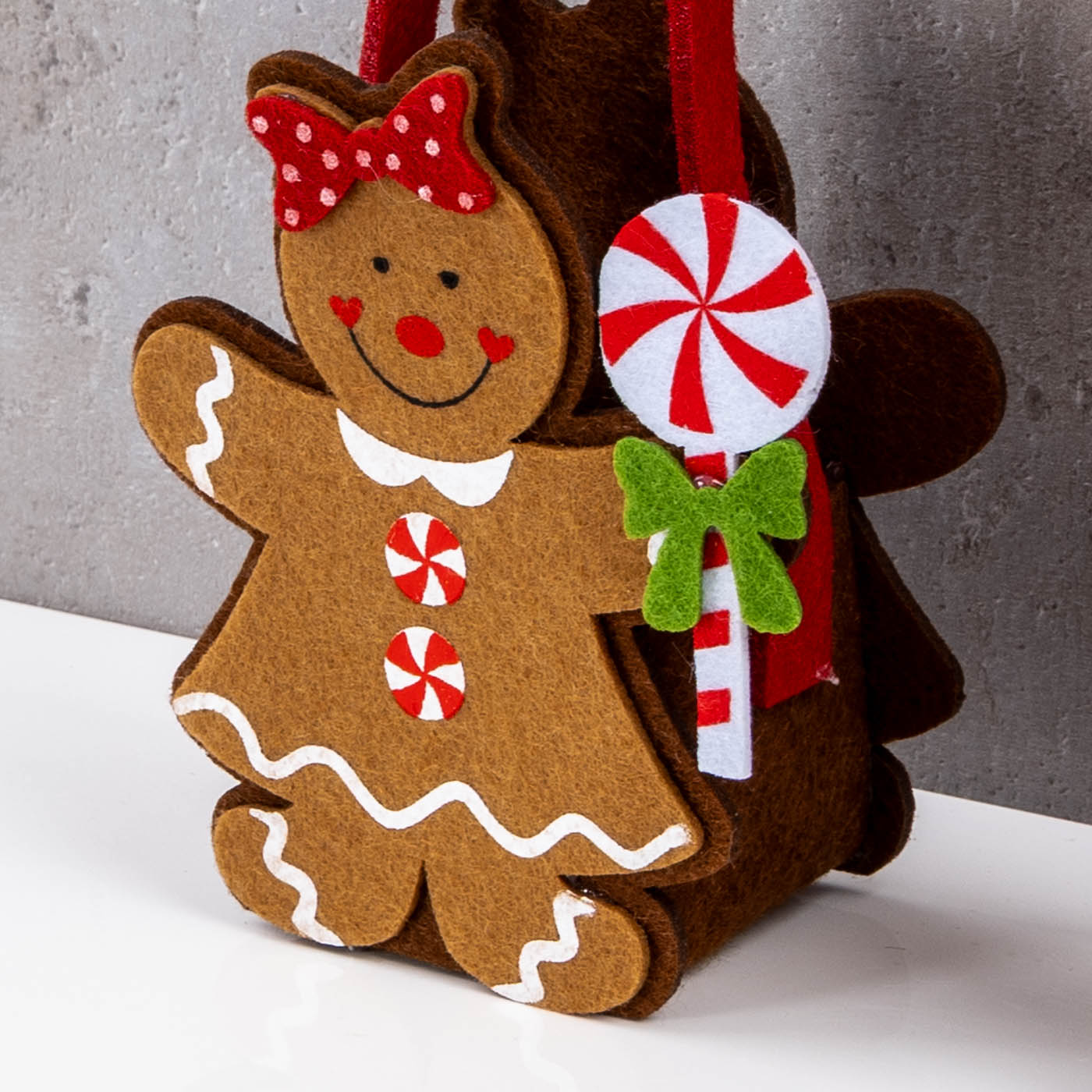 2er Set Weihnachtstasche Filz H12cm Geschenktüte Nikolaus Lebkuchen Weihnachten
