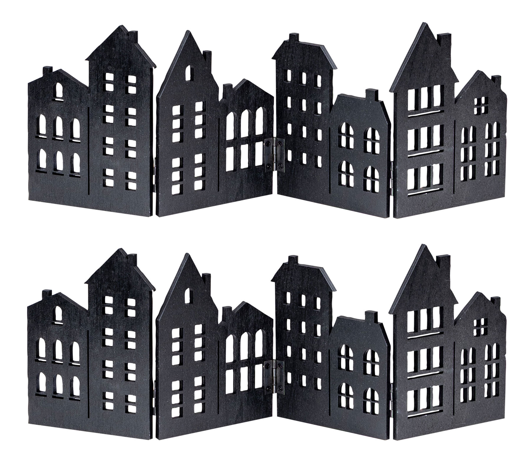 2er Set Haus Silhouette Holz Schwarz Deko Häuserzeile Aufsteller Tischdeko Deko