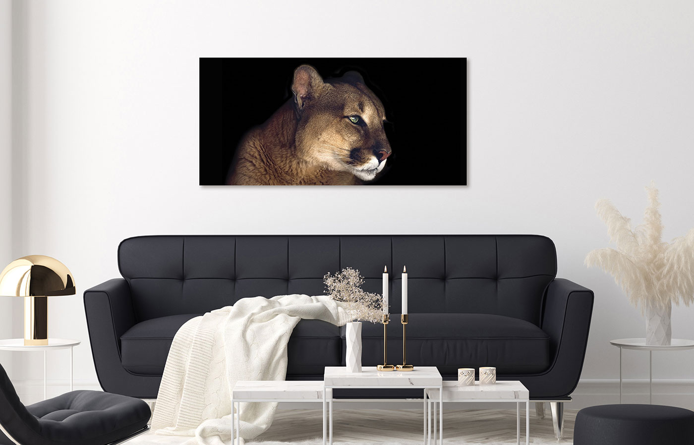 XXL Wandbild 115x55cm Löwe Lion Löwin Bild Leinwandbild Katze Deko Wanddeko