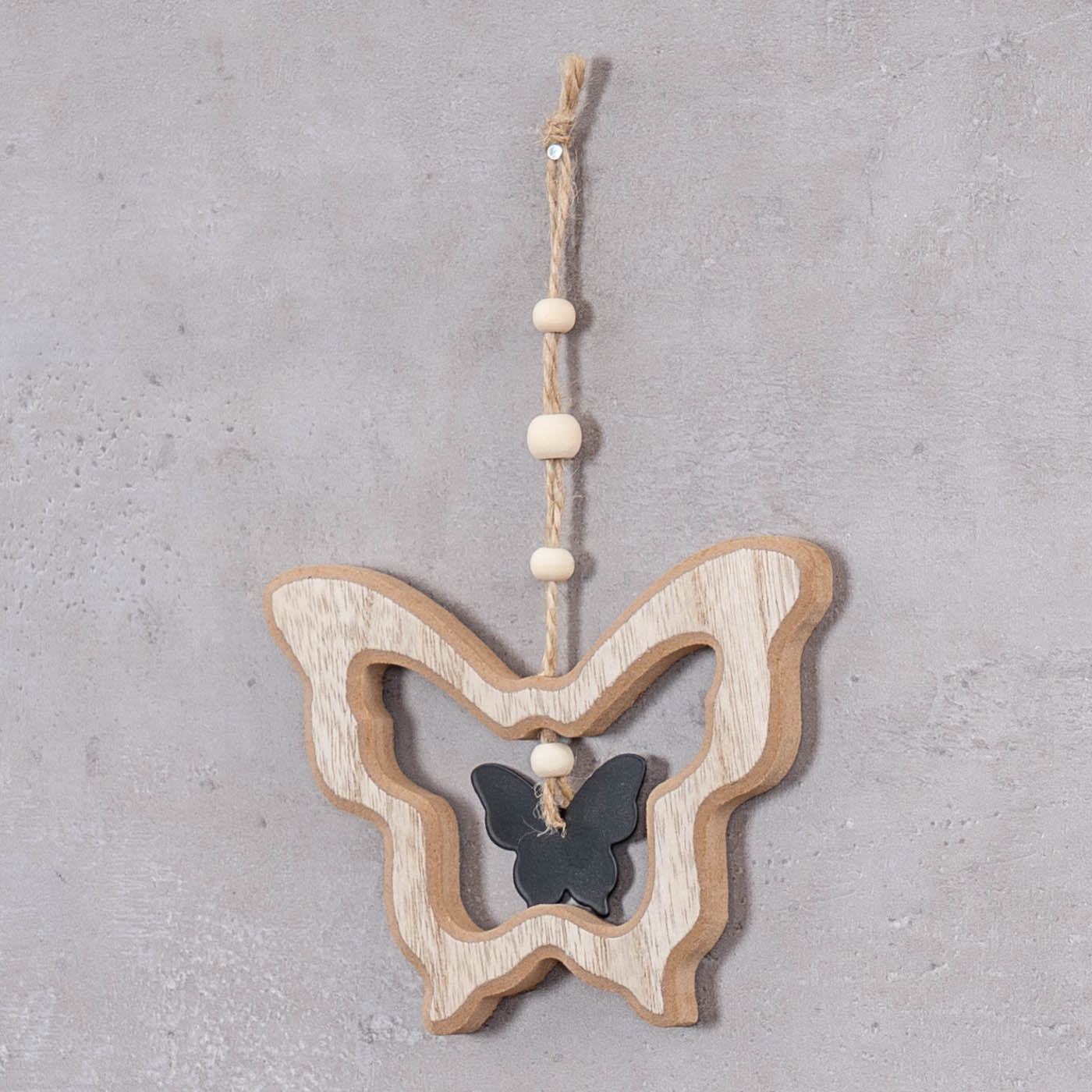 4er Set Deko Anhänger Schmetterling Blume MDF Holz Natur Hängedeko Frühling Deko