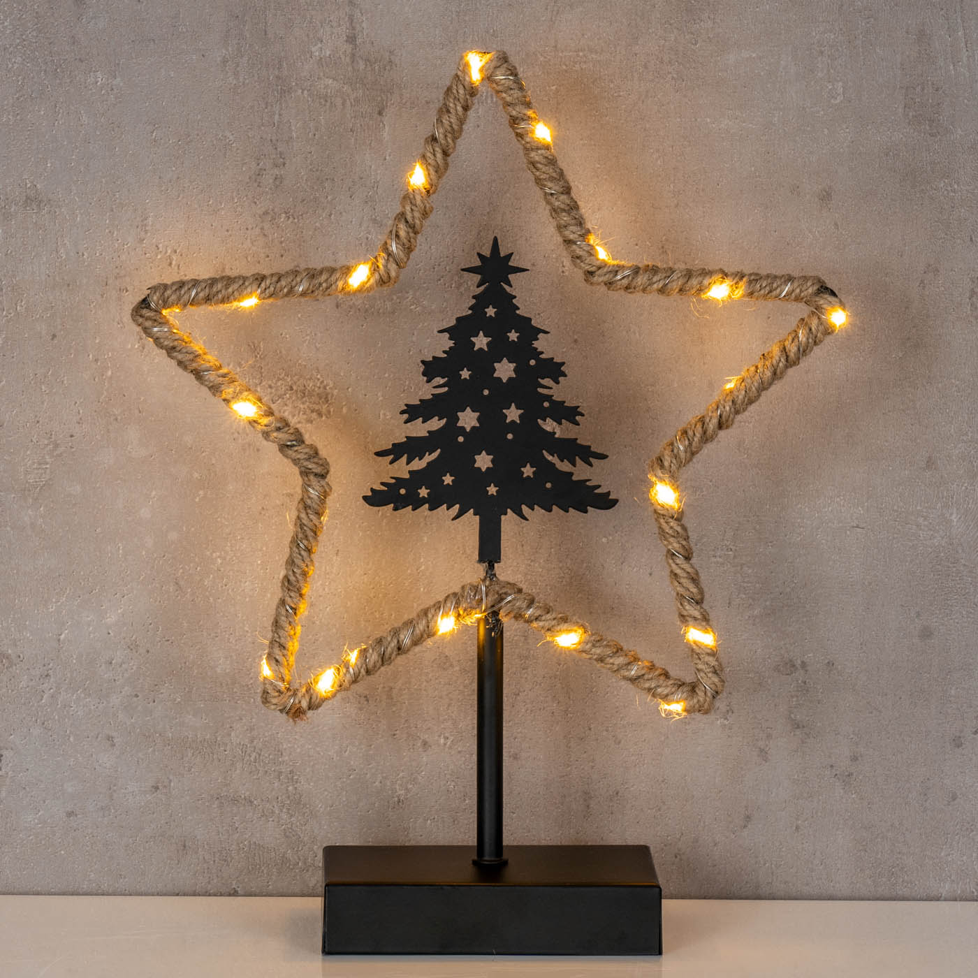 LED Stern H33cm Weihnachten Tanne Dekoleuchte Weihnachtsdeko Standeko Tischdeko