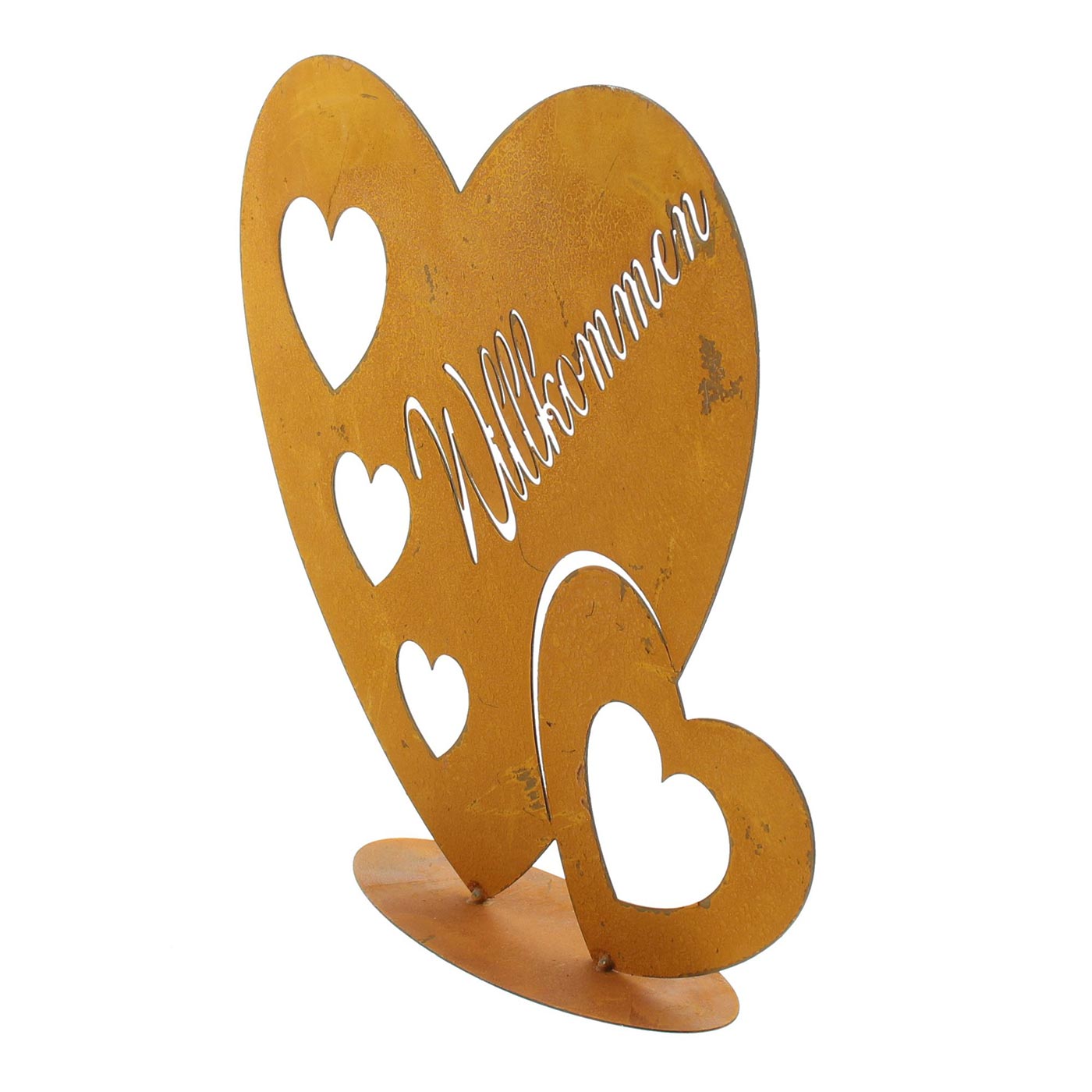 Aufsteller Herz 29x26cm Rost Willkommen Liebe Deko Rostdeko Rostherz Gartendeko