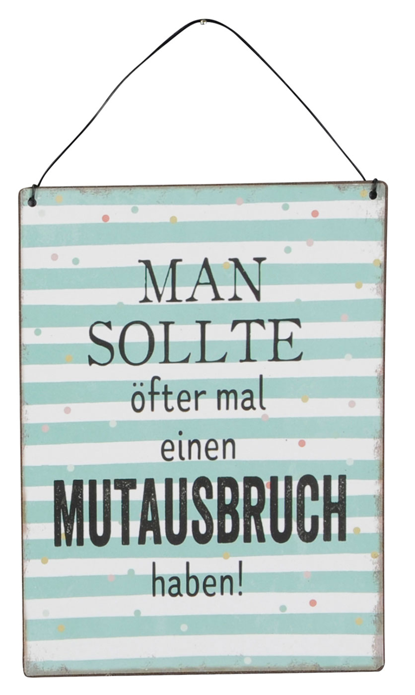 3er Set Blechschilder H20cm Positiv Mutig Sprüche Grün Weiß Wandbild Wanddeko