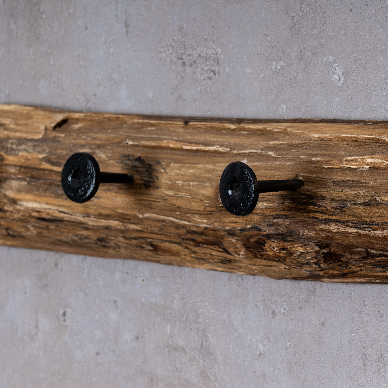 Garderobe Teak Holz 4 Haken L50cm Hakenleiste Recyclingholz Wanddeko Natur Deko