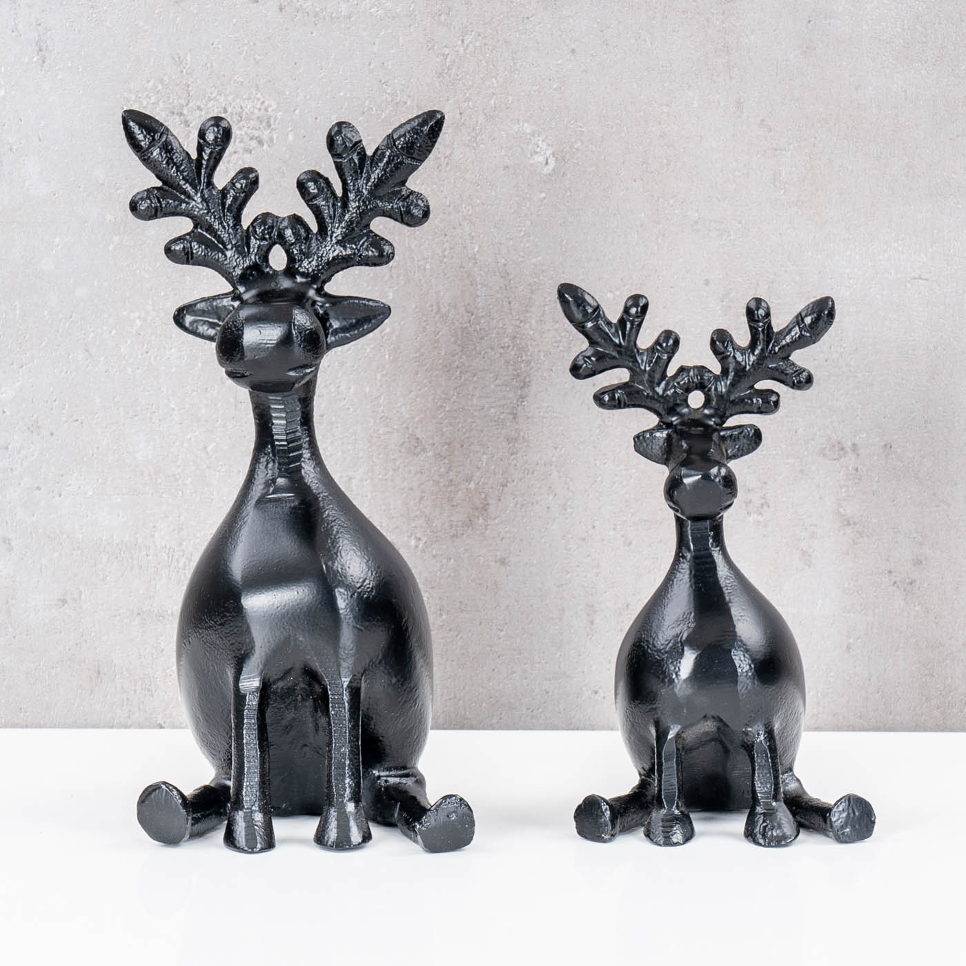 2er Set Rentiere Metall Schwarz Hirsche Deko Tischdeko Weihnachtsdeko Aufsteller