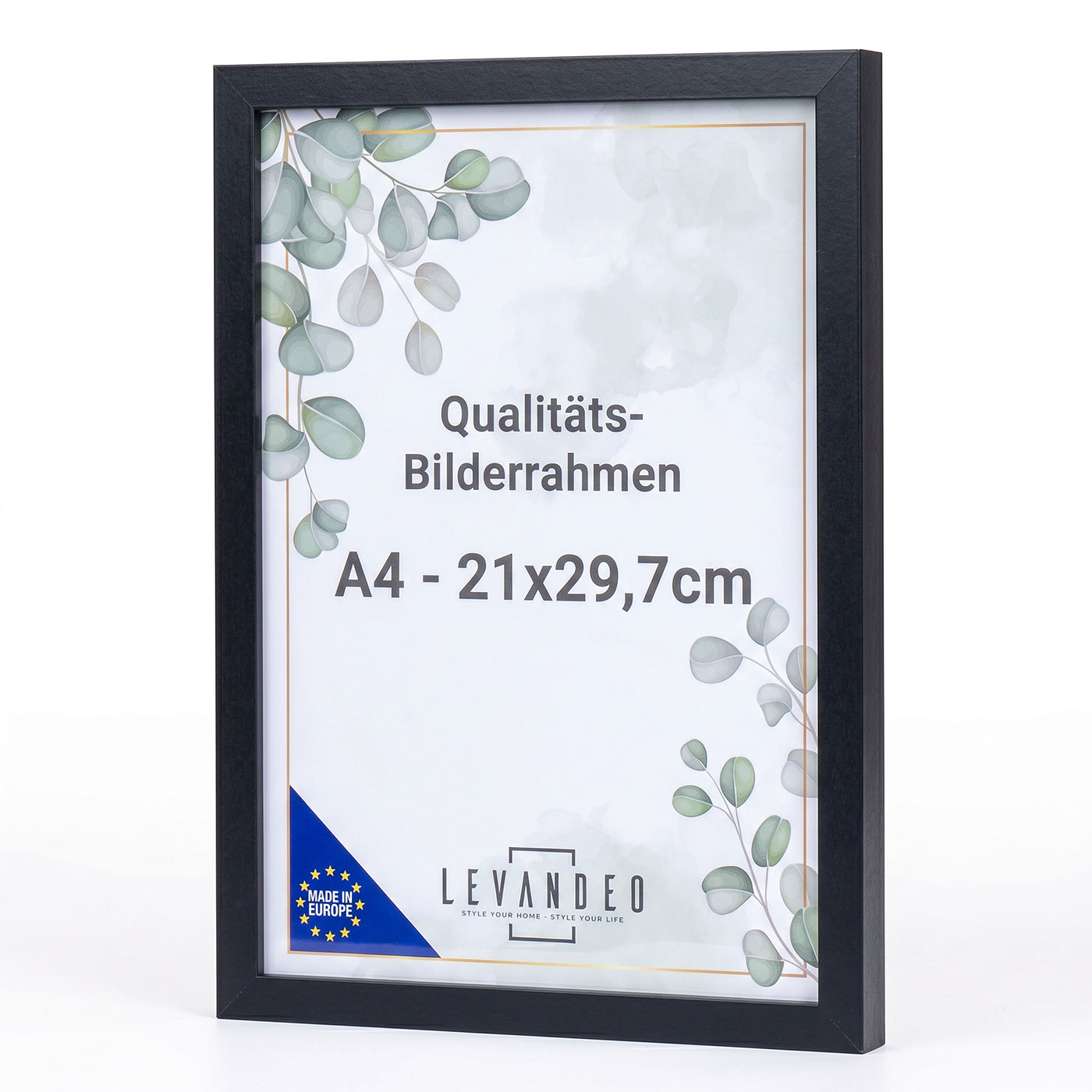 Bilderrahmen A4 Schwarz 21x29,7 Made in EU Fotorahmen Poster Urkunde Zeugnis Aufsteller