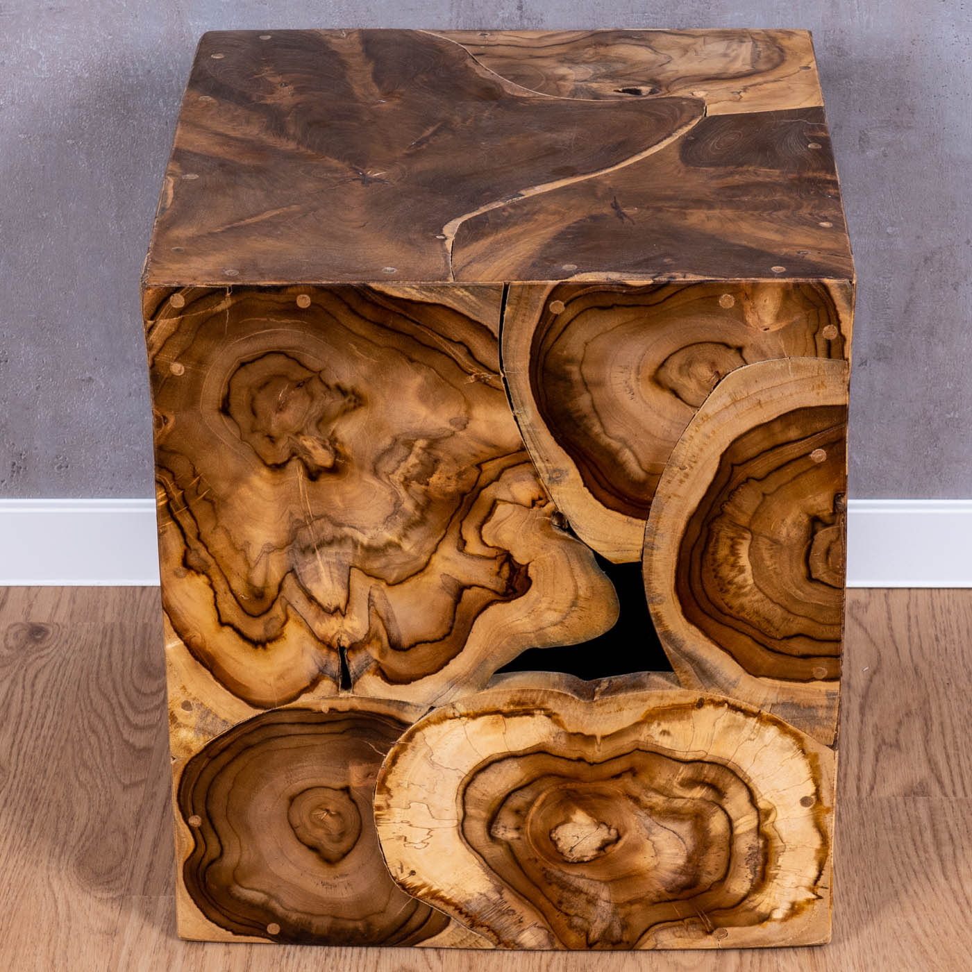 Beistelltisch Hocker Teakholz Tisch Höhe 45cm Holzhocker Holztisch Massiv-Holz