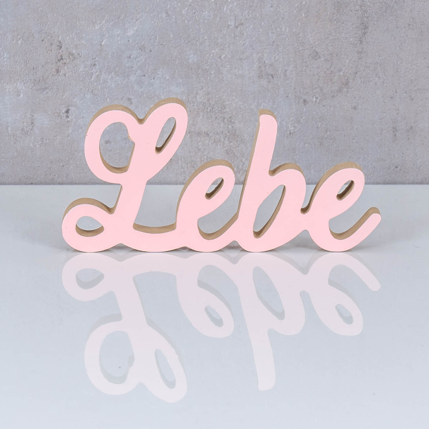 Schriftzug Lebe L20cm Pastell Rosa Holz Tischdeko Deko Aufsteller Wohndeko