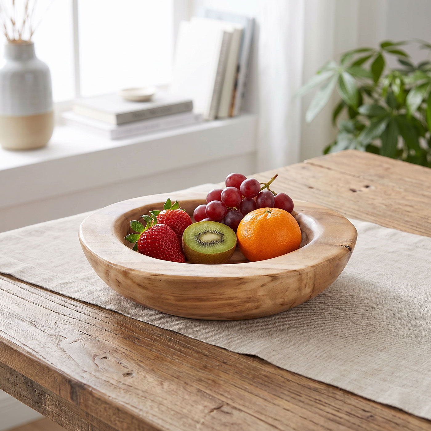 Teakholz Schale 25cm Teak Massiv Holz Obstschale Schüssel  Holzschale Dekoschale