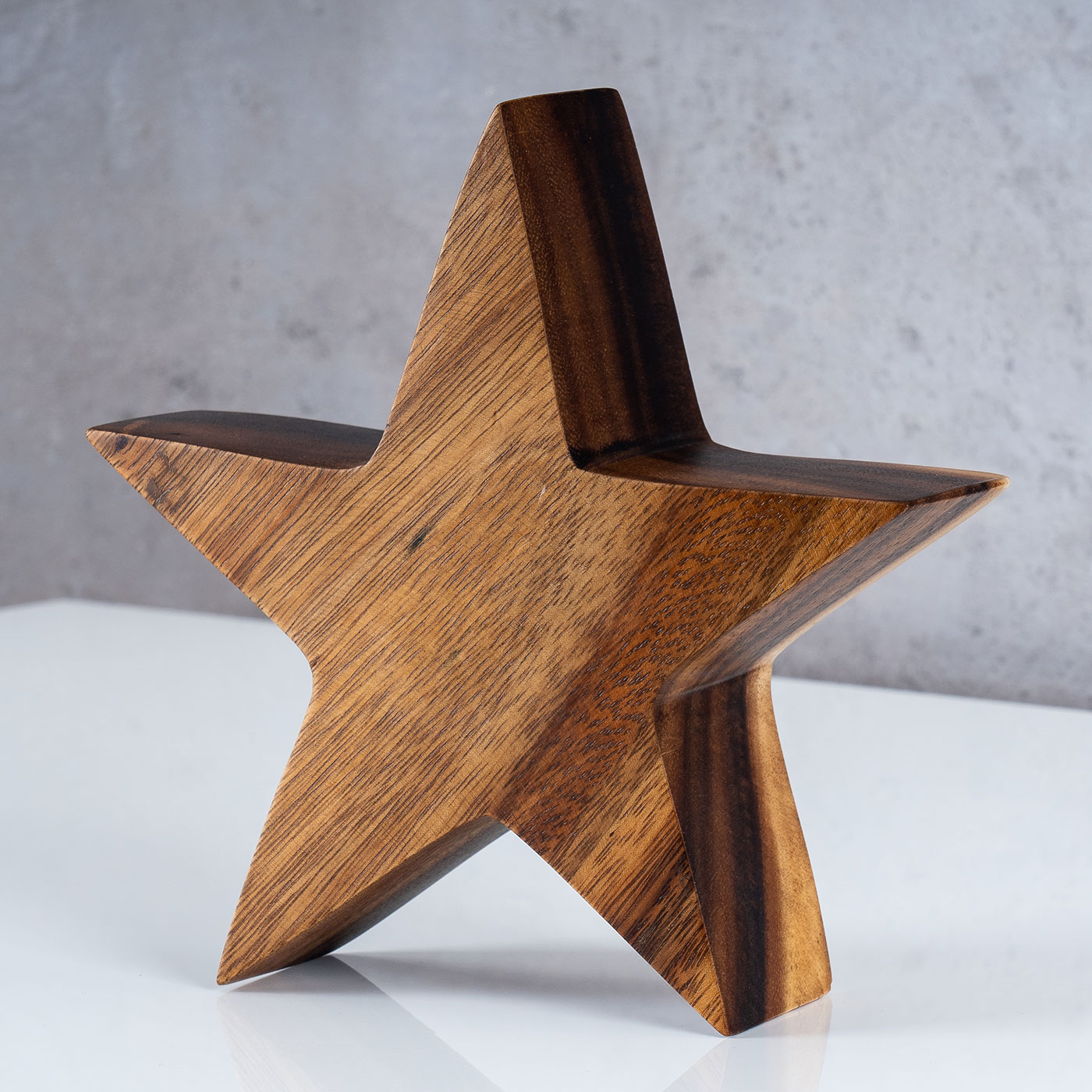 Stern Holzstern Akazie 15cm Akazienholz Braun Natur Deko Tischdeko Holzdeko