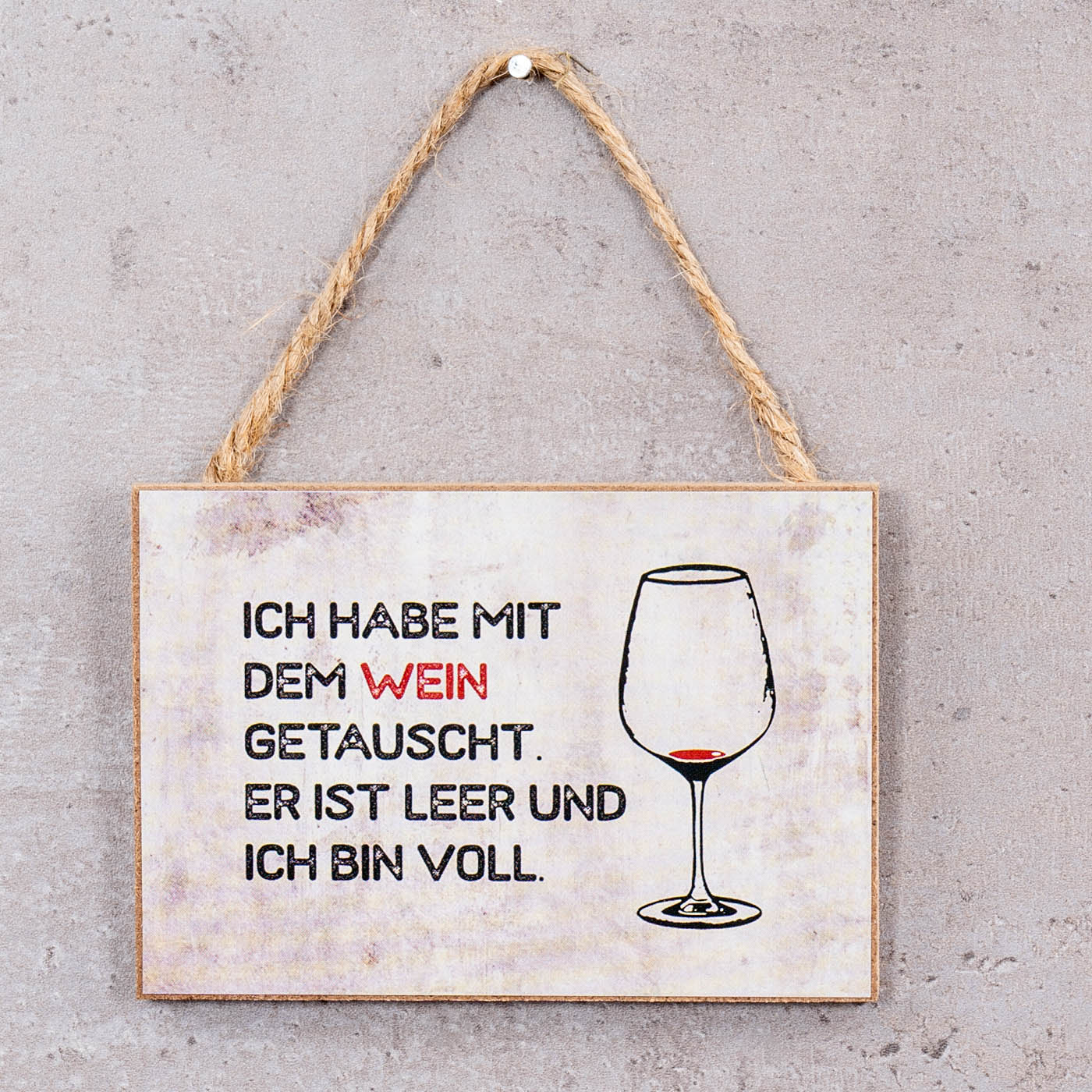 6er Set Holzschilder Wein 10x7cm MDF Mini-Schilder Spruch Deko Hänger Wandbild