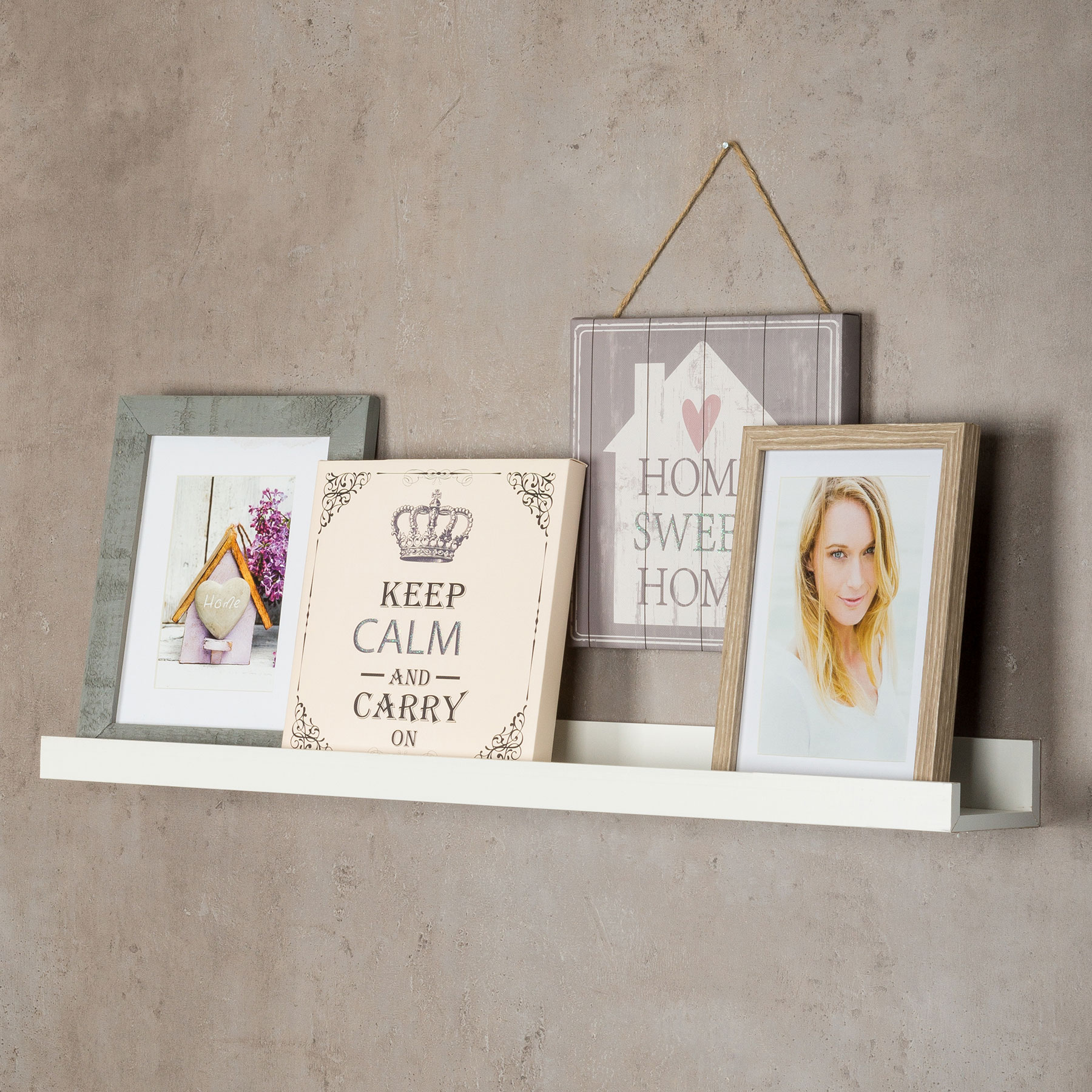 Bilderleiste Weiß 70cm lang MDF Holz Bilderschiene Galerieschiene Wandregal