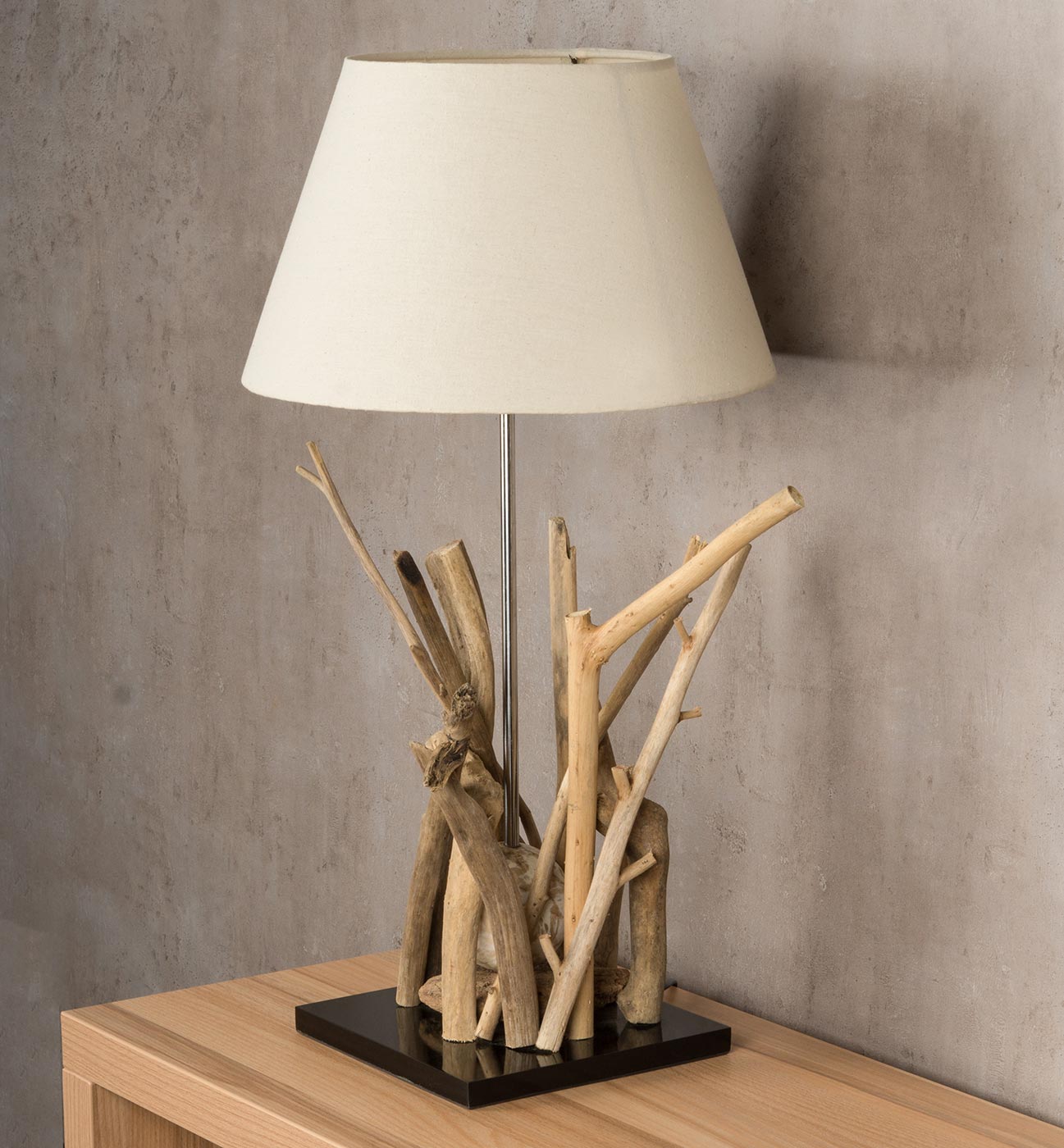 Tischlampe aus Holz Treibholz 35x35x65cm Lampe Holzlampe Unikat
