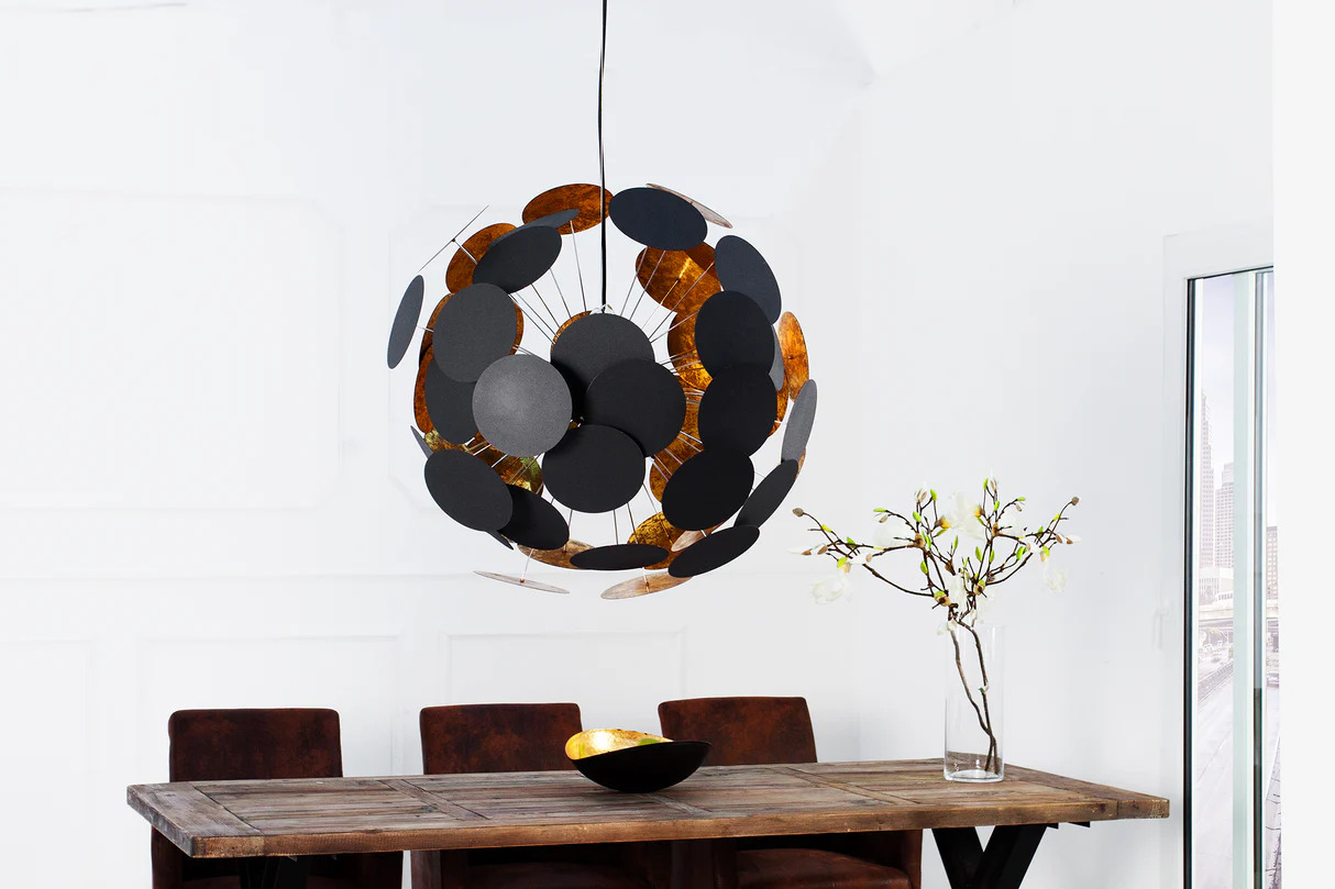 Leuchte Metall Schwarz Gold Design Deckenleuchte Ø 70cm E14 Deckenlampe Hängelampe