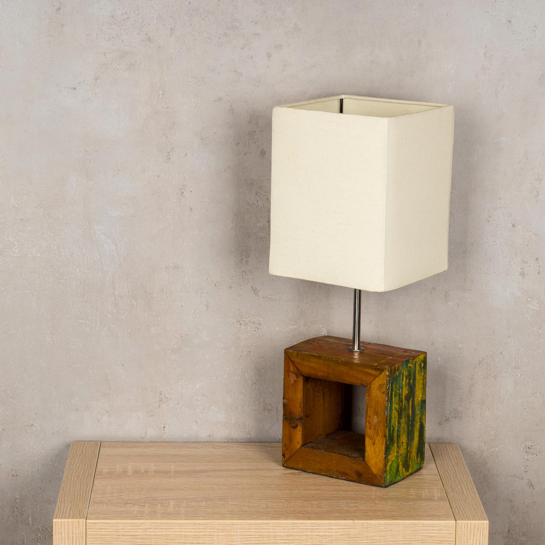 Tischlampe 16 x 45 x 16 cm Treibholz Tischleuchte Holz Lampe Teakholz Deko