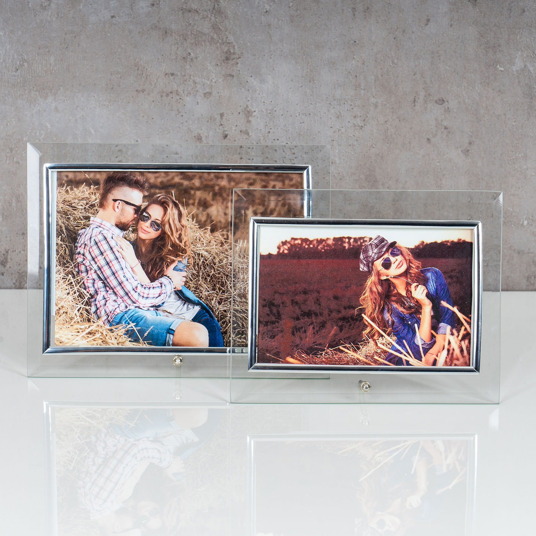 2er Set Bilderrahmen Glas 10x15cm 13x18cm Fotorahmen Bild Tischdeko