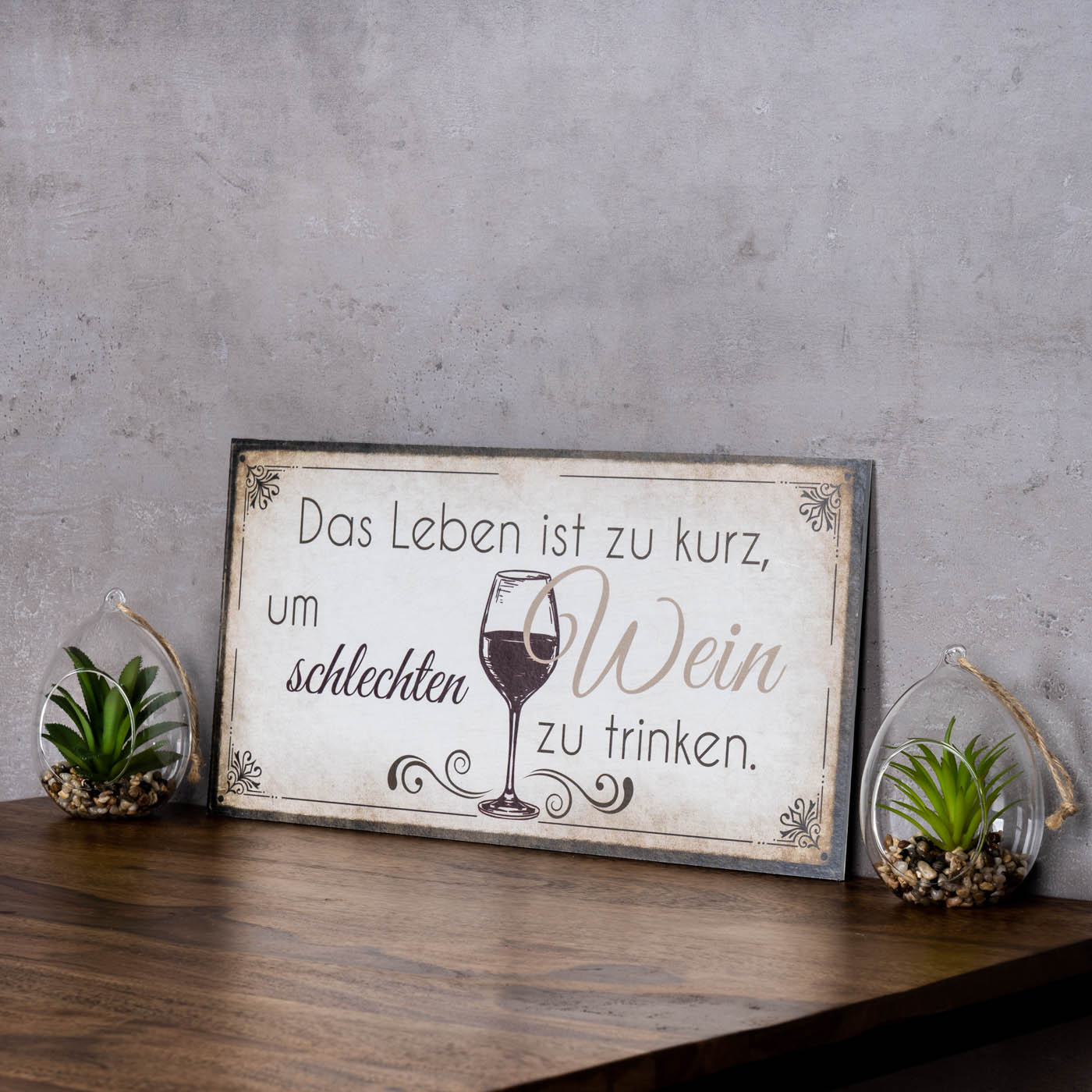 Wandbild 40x20cm Wein Spruch Küche Küchendeko Deko Wandschild Bild Wanddeko