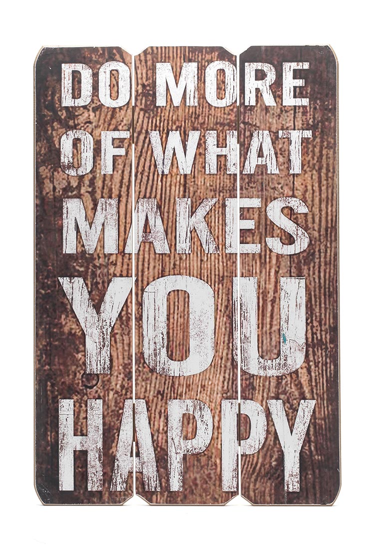 Holz-Schild Wandschild Spruch Happy Holzbild Wandbild Bild Vintage