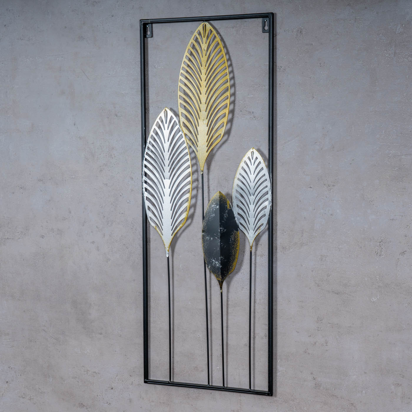 Wandbild H74cm Metallbild Gold Silber Schwarz Wanddeko Metall Industrial Deko