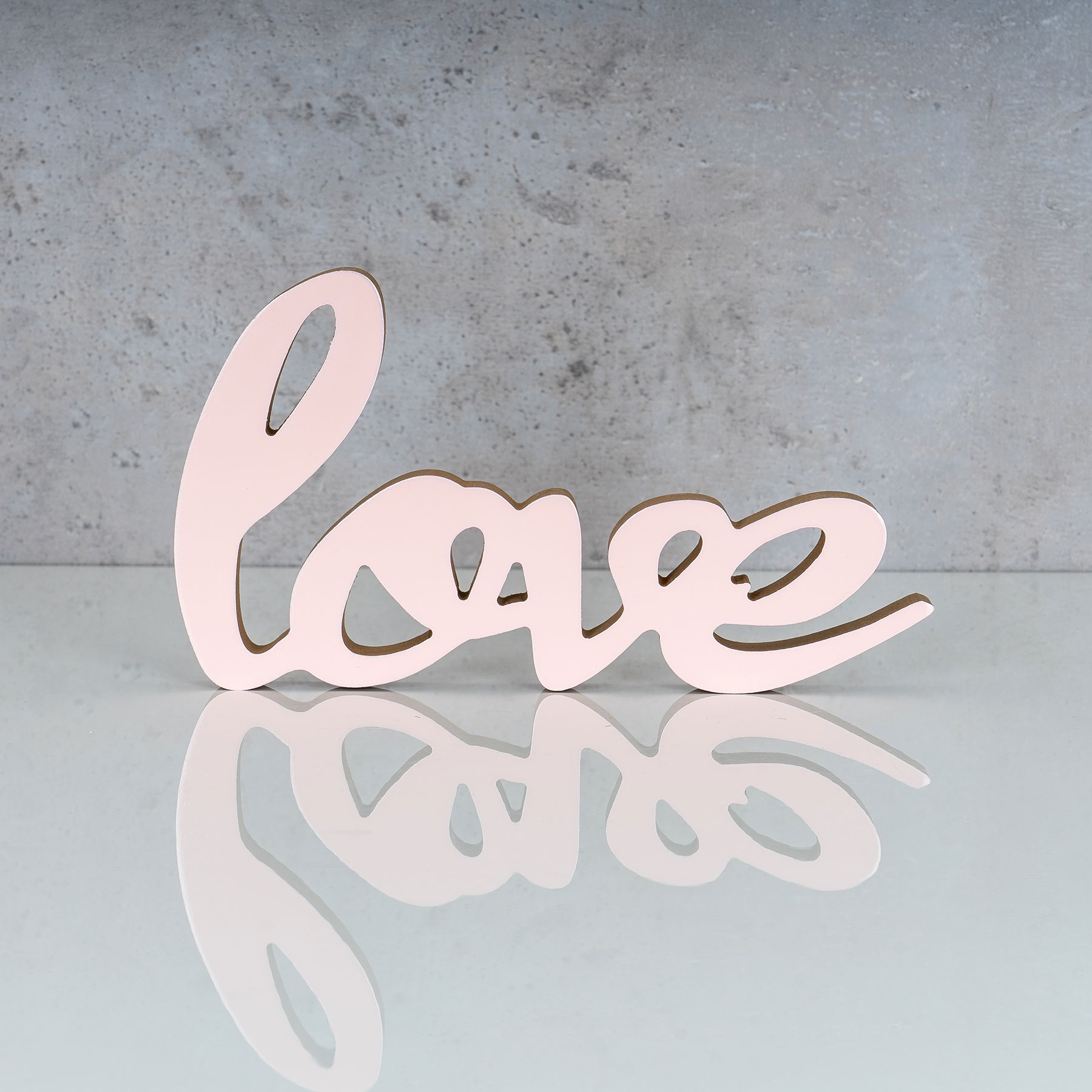 Schriftzug Love L22,5cm Pastell Rosa Holz Tischdeko Deko Aufsteller Wohndeko