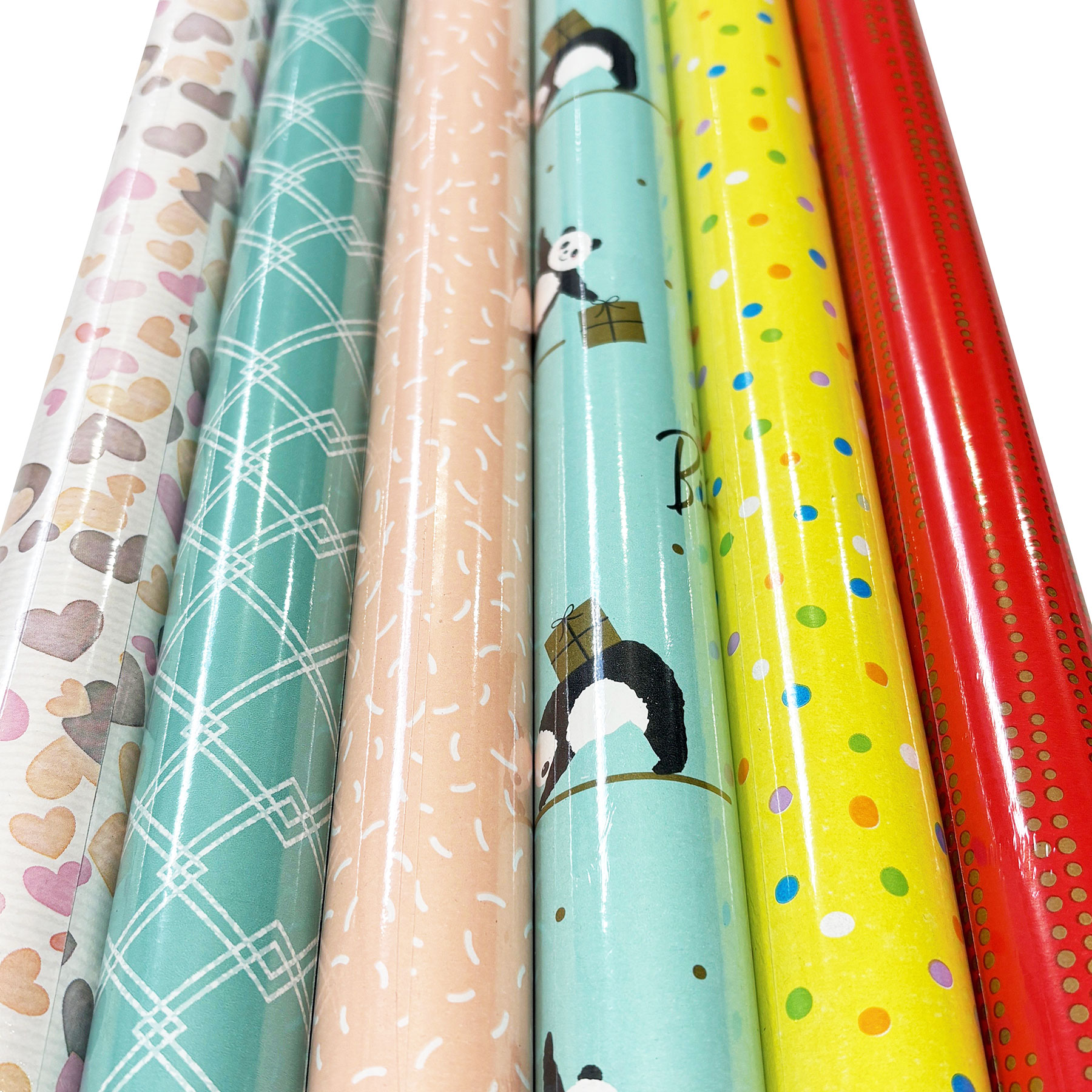 Geschenkpapier Set 70x200cm 6 Rollen Geburtstag Rosa Bunt Konfetti Party