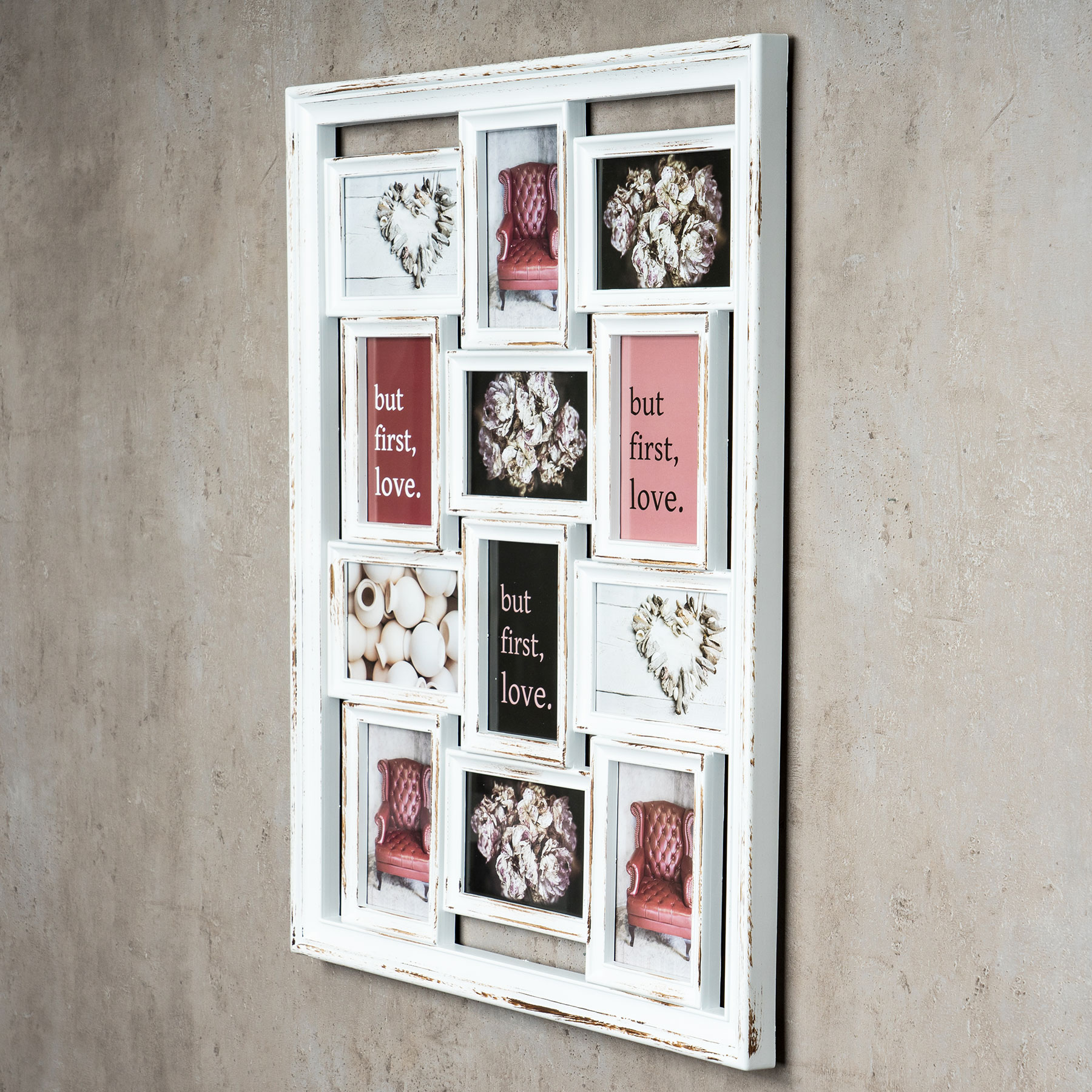 levandeo Bilderrahmen Weiß Collage 52x67cm 12 Fotos 10x15 Shabby Chic Vintage