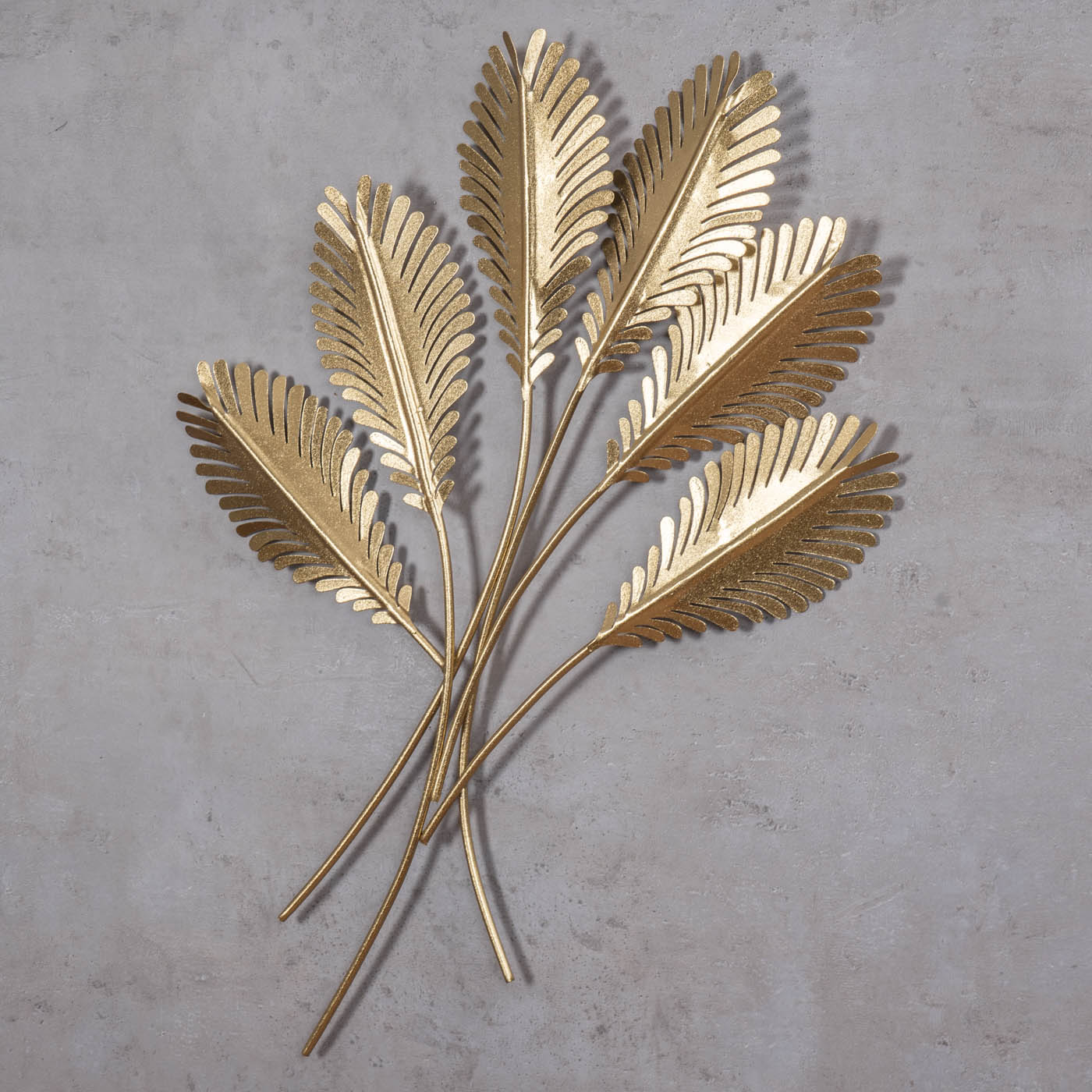 Blätter Wandkunst Gold H72cm 3D Metallbild Wandbild Metall Wanddeko Floral Deko
