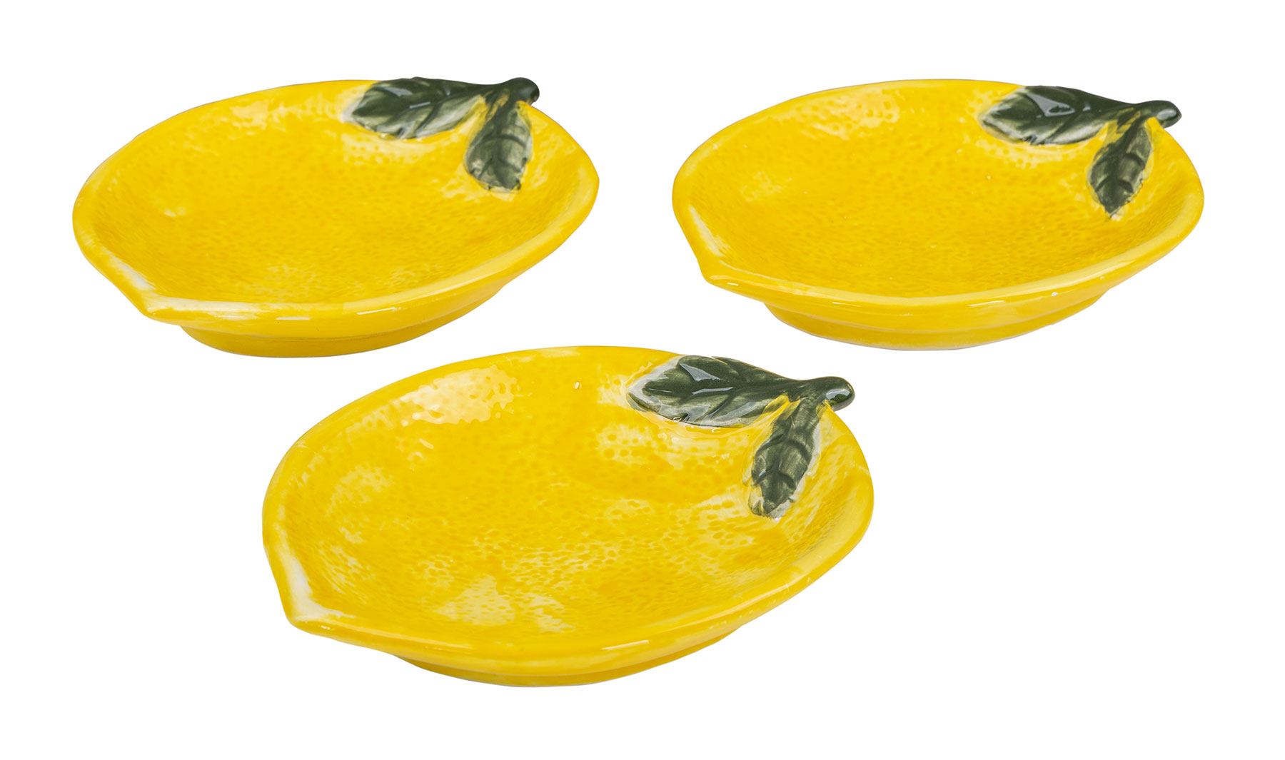 3er Set Teller Zitrone Keramik 16cm Sommer Obst Dekoschale Tischdeko Snackschale