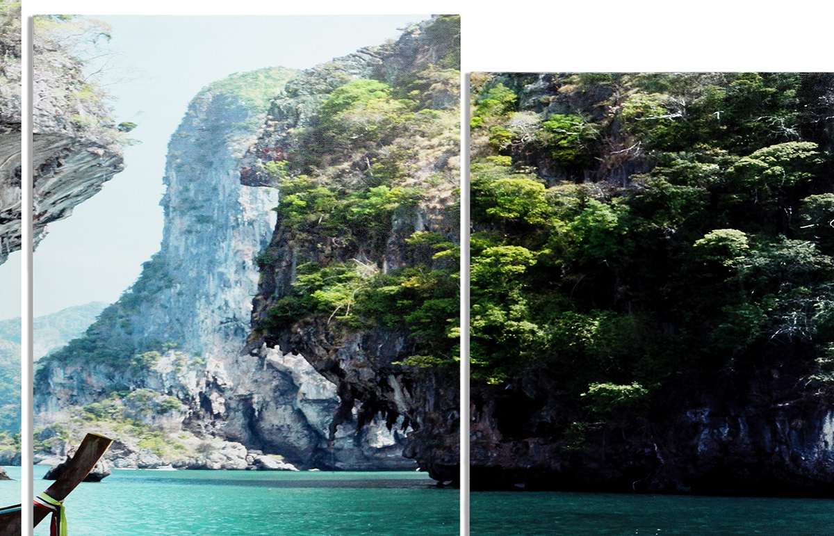 Wandbild 4 teilig Wasser Landschaft Boot Natur Canyon Bild Leinwand