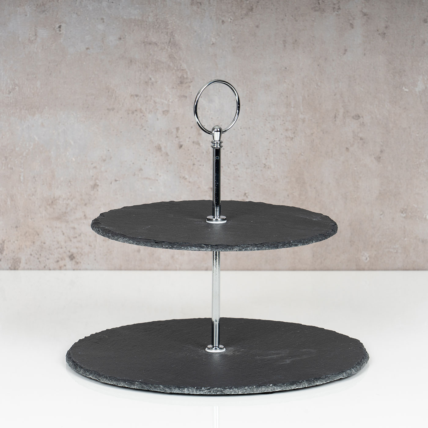 Etagere Schiefer 2 Platten 24cm Hoch 2-Stöckig Tischdeko Obst Servierplatte Deko
