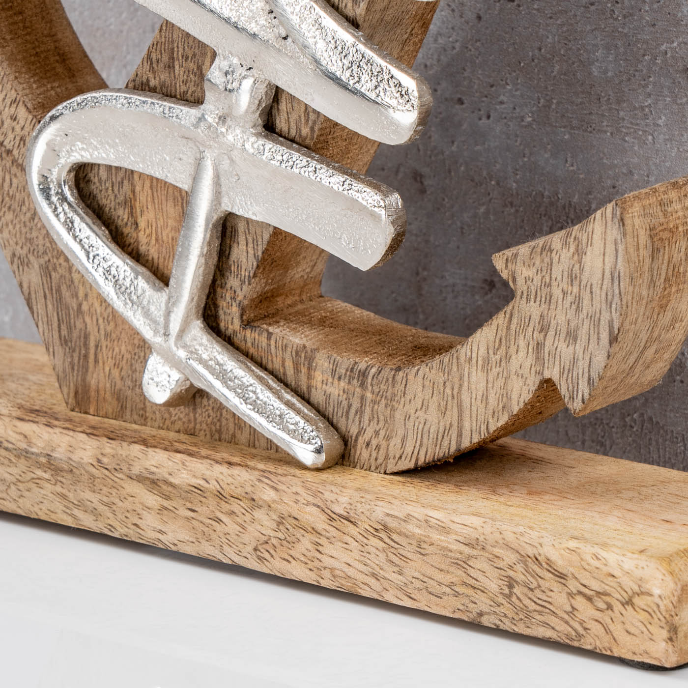 Anker Skulptur H28cm Silber Mango Holz Tischdeko Aufsteller Geschenk Maritim