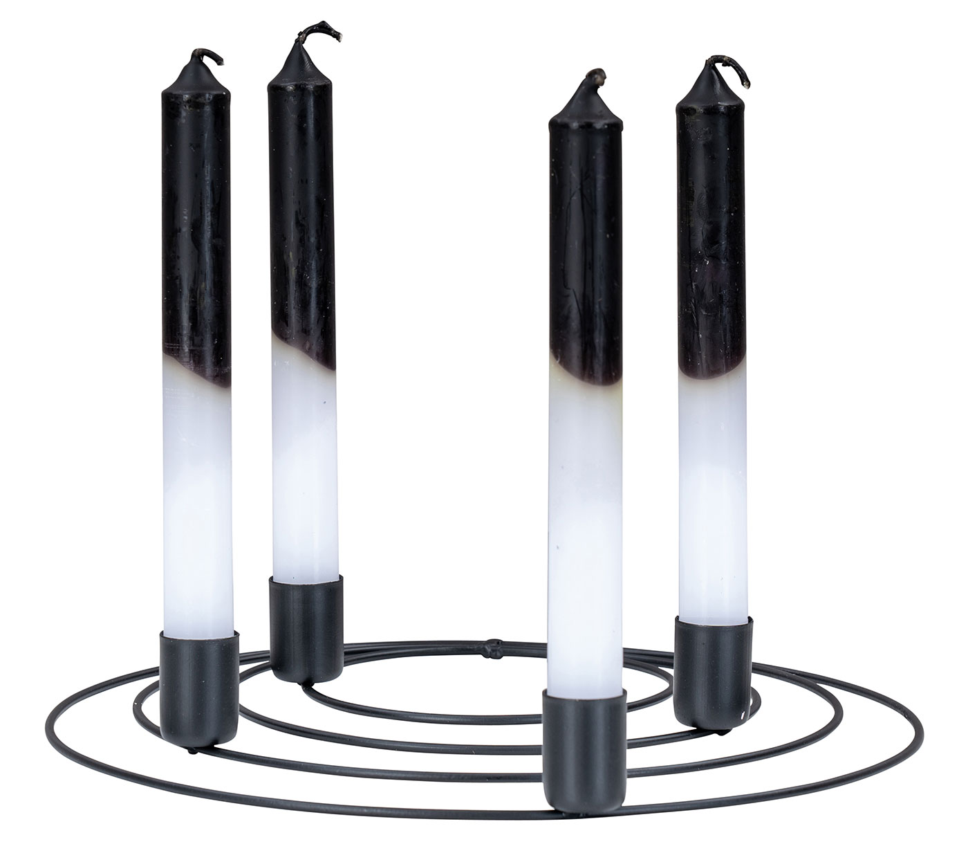 4er Set Stabkerzen H20cm Schwarz Weiß Farbverlauf Dip Dye Kerzen Deko Tischdeko