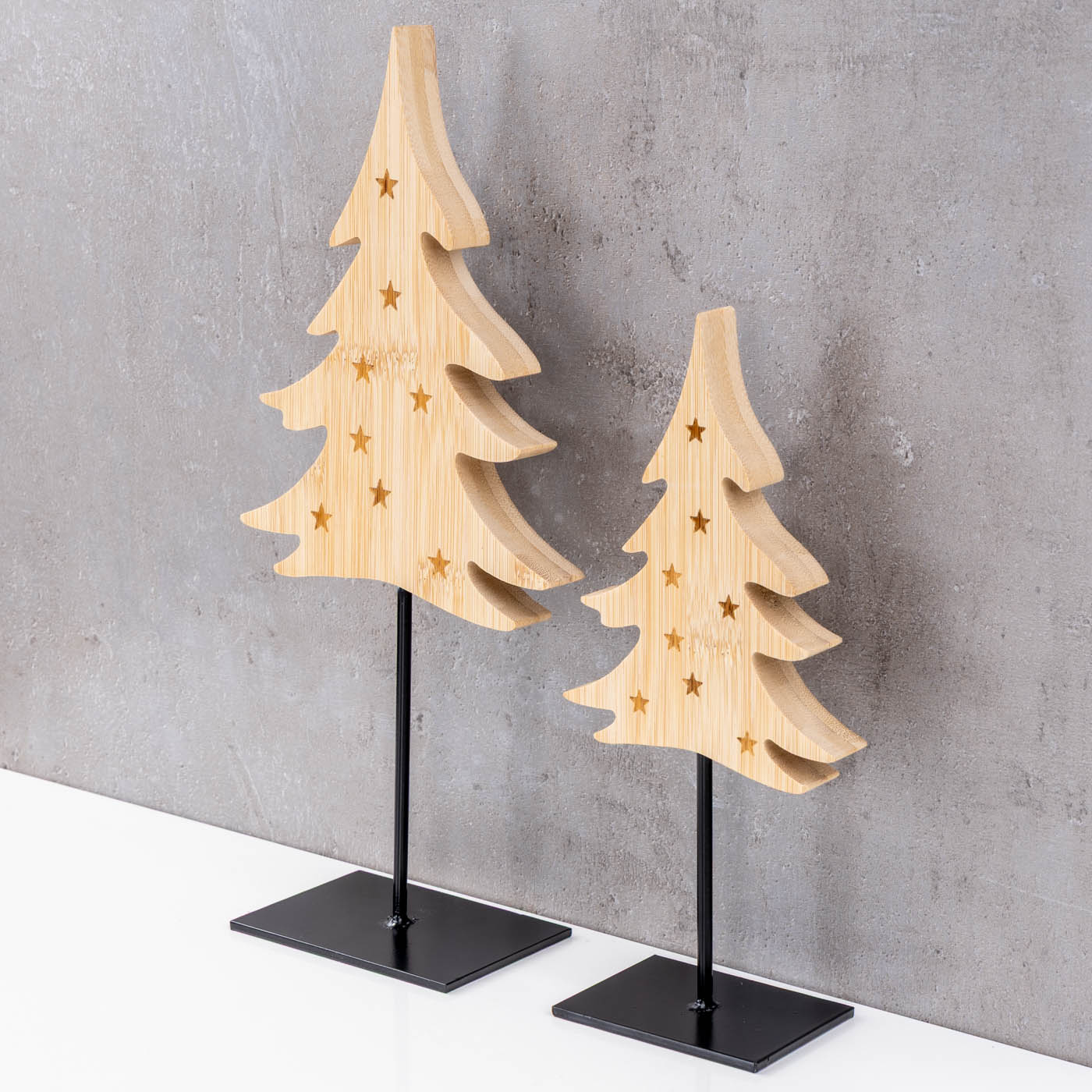 2er Set Deko Tannenbaum Aufsteller Holz Weihnachtsbaum Tischdeko Skandi Design