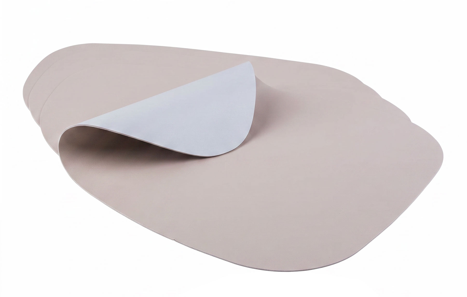 4er Set Tischsets 42x34cm Grau Silber Platzsets Abwaschbar Lederoptik Wendefunktion