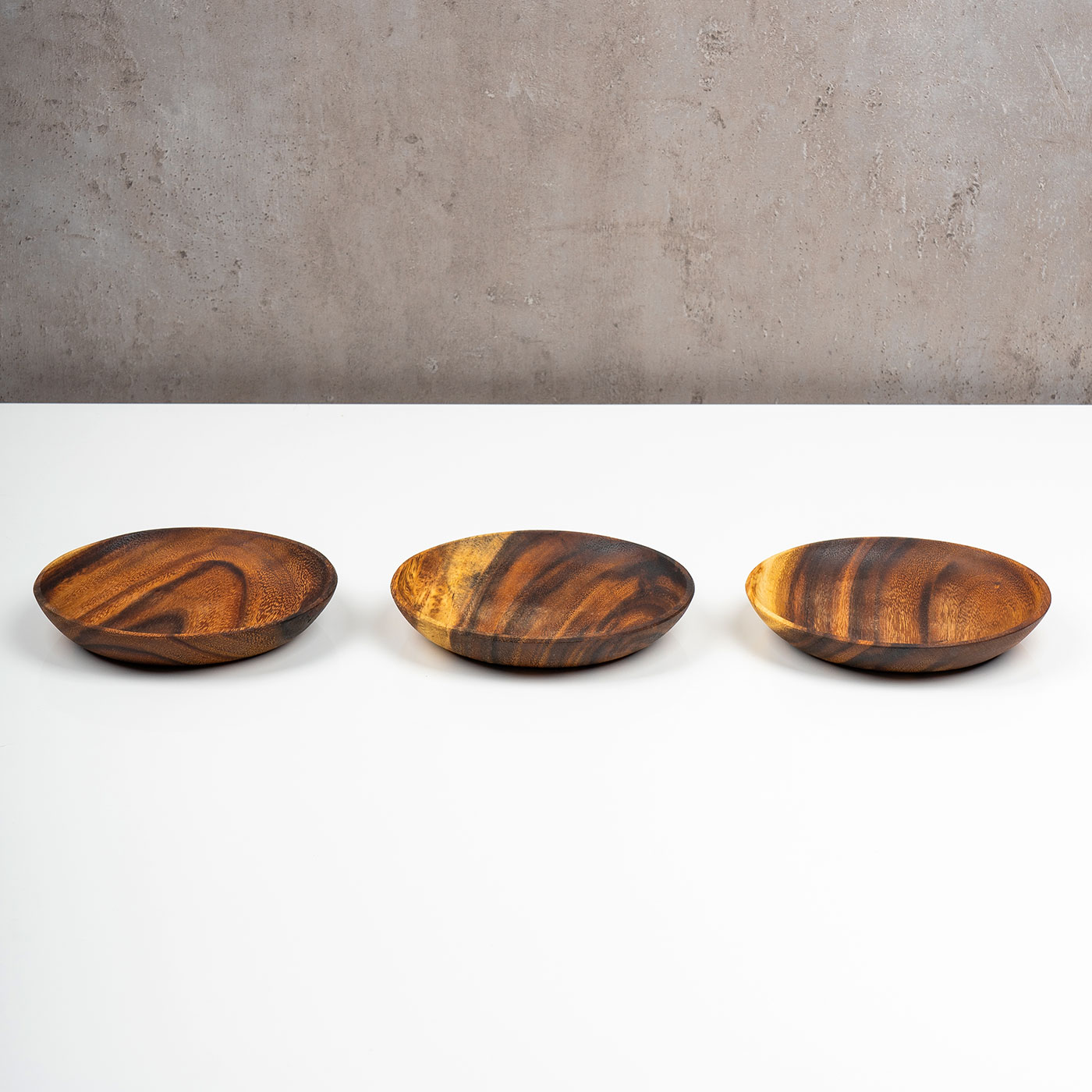 3er Set Snackschale Holz Akazie 15x15cm Rund Schale Obstschale Dekoschale Teller