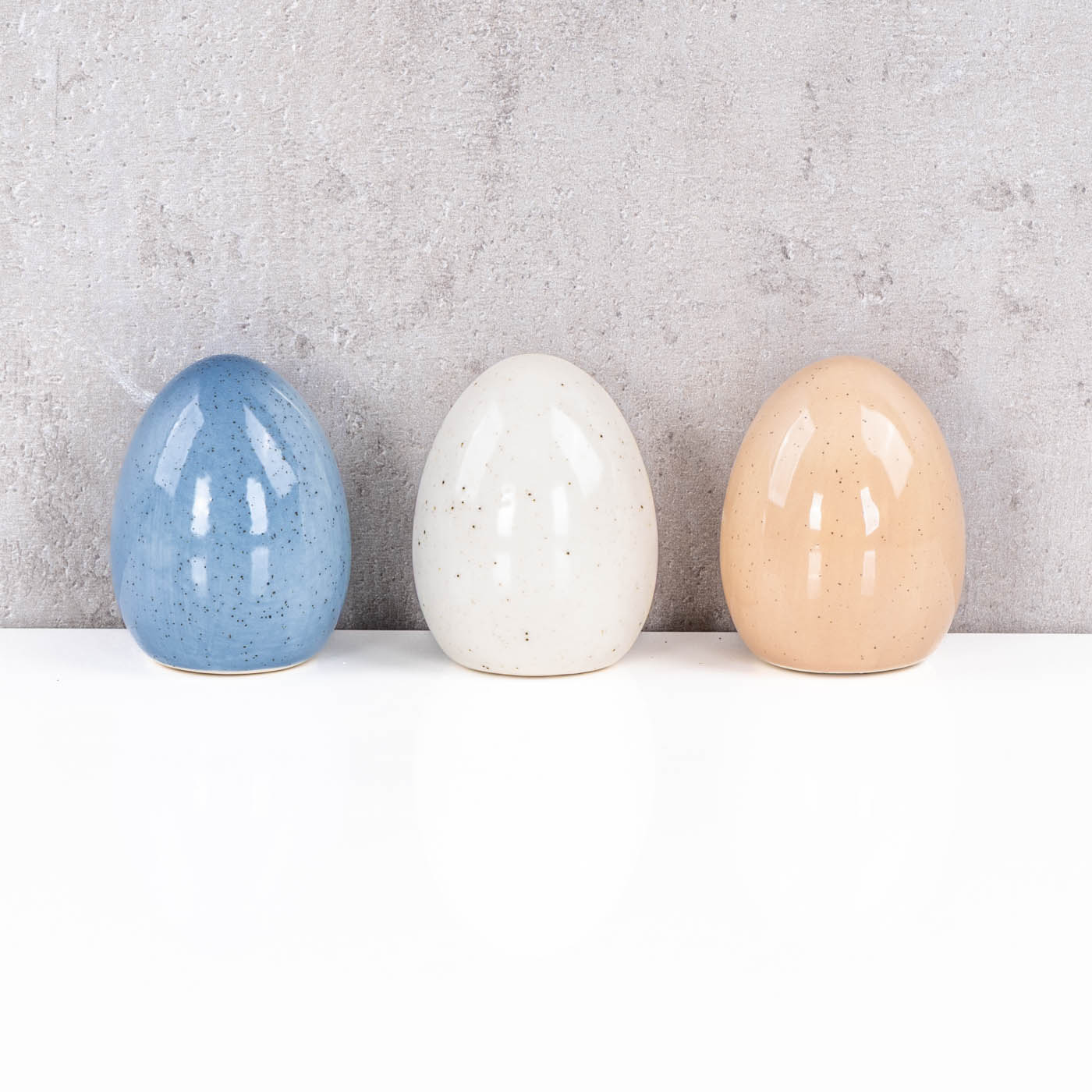 3er Set Deko-Eier Porzellan Blau Creme Beige Osterdeko Ostereier Tischdeko Ostern