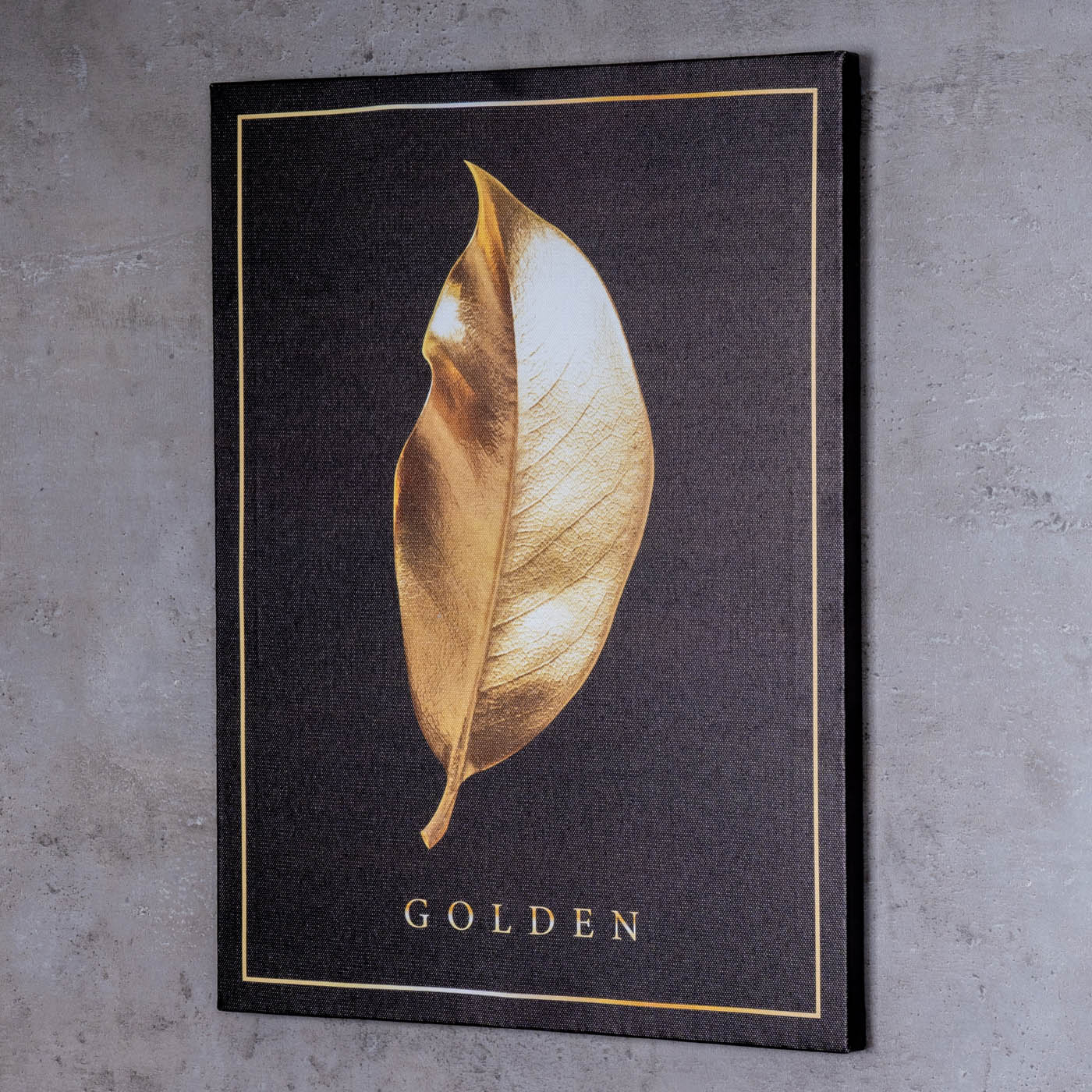 3er Set Wandbilder 30x40cm Blätter Schwarz Gold Wanddeko Monstera Leinwand Deko