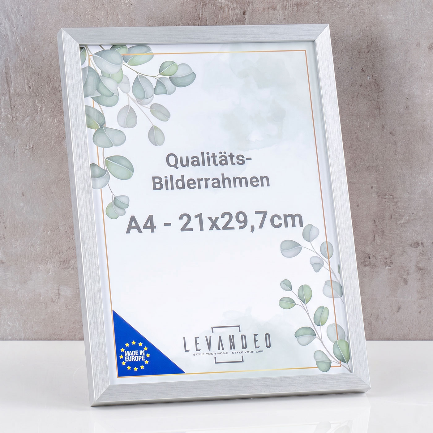Bilderrahmen Silber 21x29,7 Made in EU Fotorahmen A4 Poster Urkunde Zeugnis Aufsteller