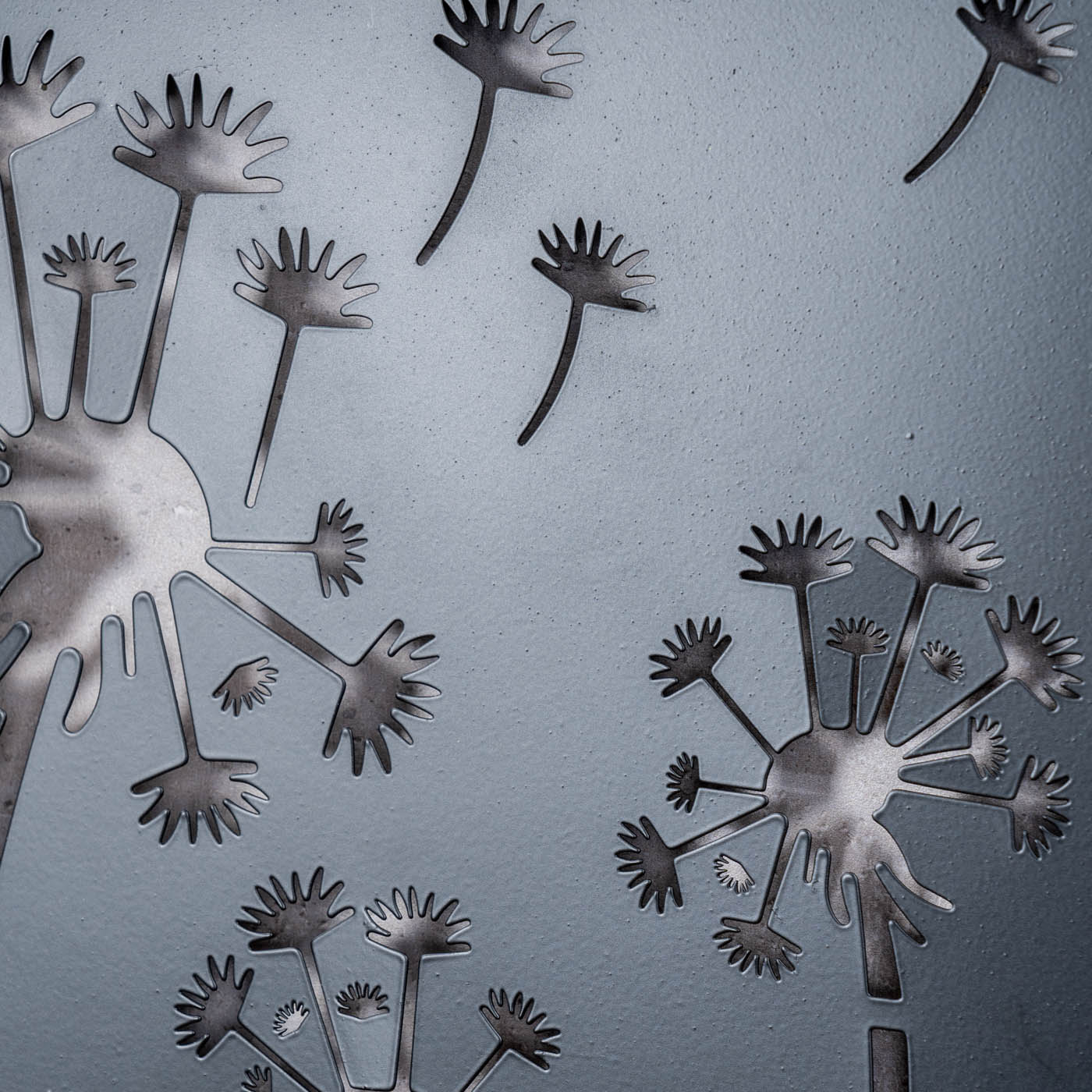 Wandbild Pusteblume H45cm Schwarz Metallbild Wanddeko Metalldeko Schild Blume