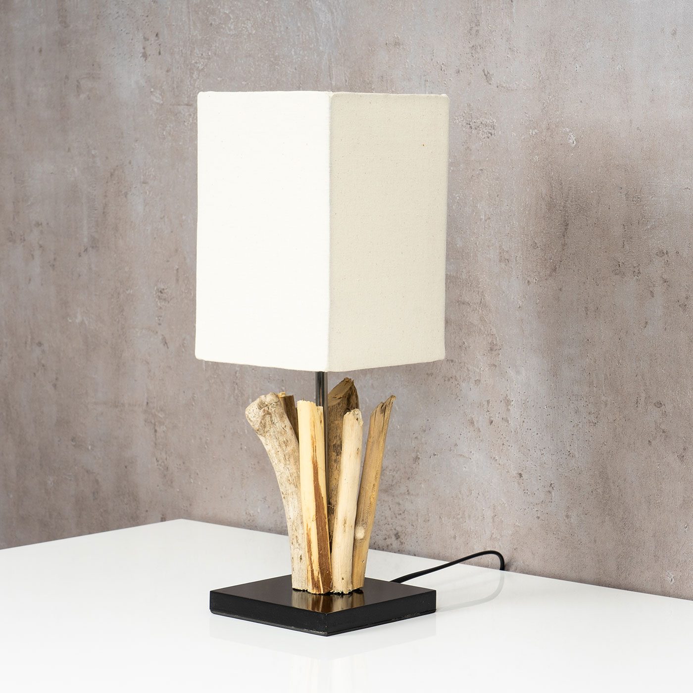 Tischlampe Höhe 41cm Treibholz Tischleuchte Holz Lampe Teakholz Deko Tischdeko