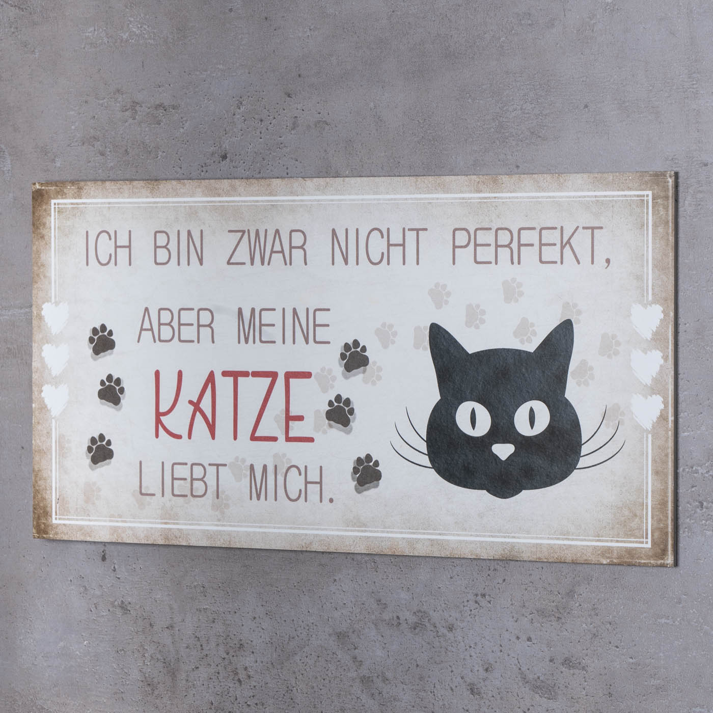 Wandbild 40x20cm Katze Spruch Deko Wandschild Katzenliebhaber Bild Wanddeko Deko