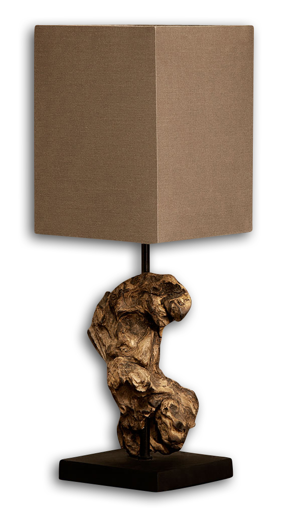 Lampe Tischlampe aus Holz Holzlampe Tischleuchte braun Treibholz 45cm