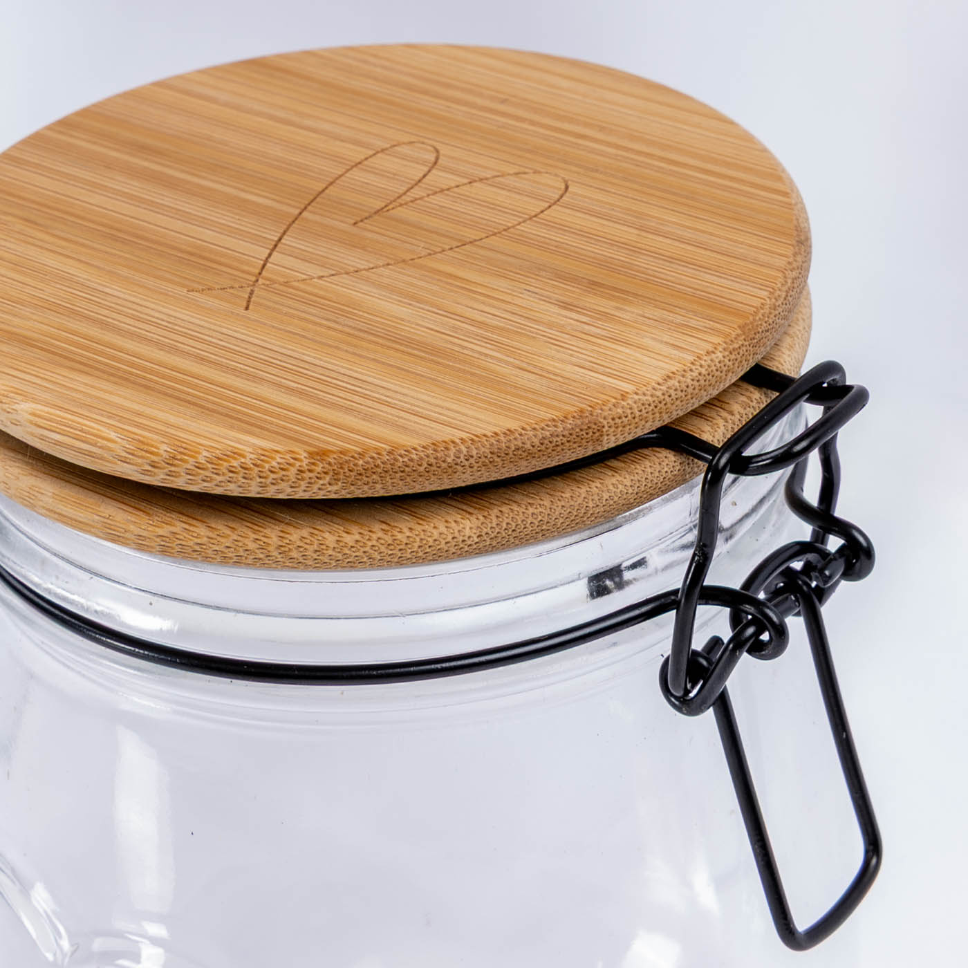 2er Set Vorratsgläser H14cm 700ml Herz Bambusdeckel Bonbonglas Küchenaccessoire