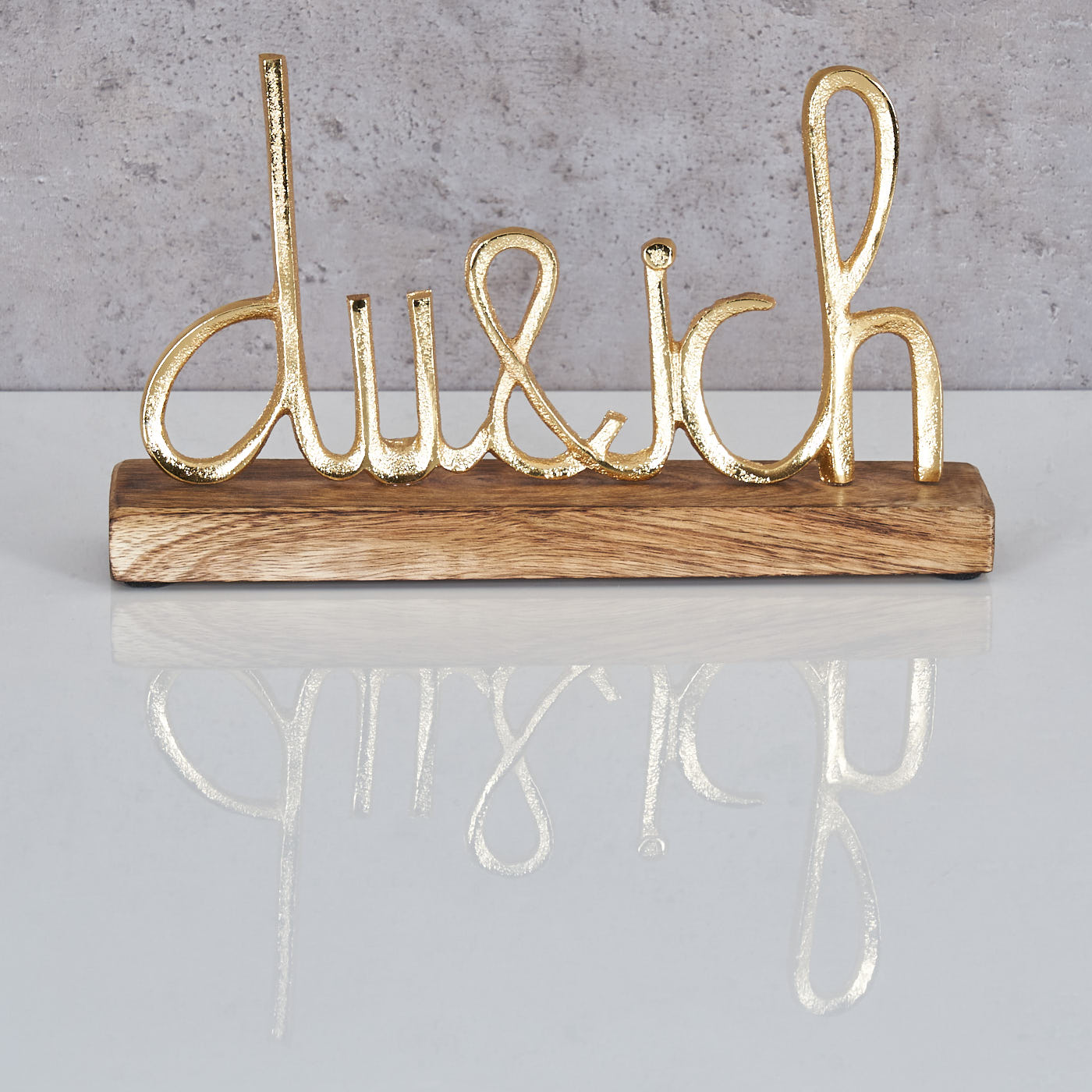Schriftzug Du Und Ich L25cm Gold Mango Holz Tischdeko Geschenk Aufsteller Deko