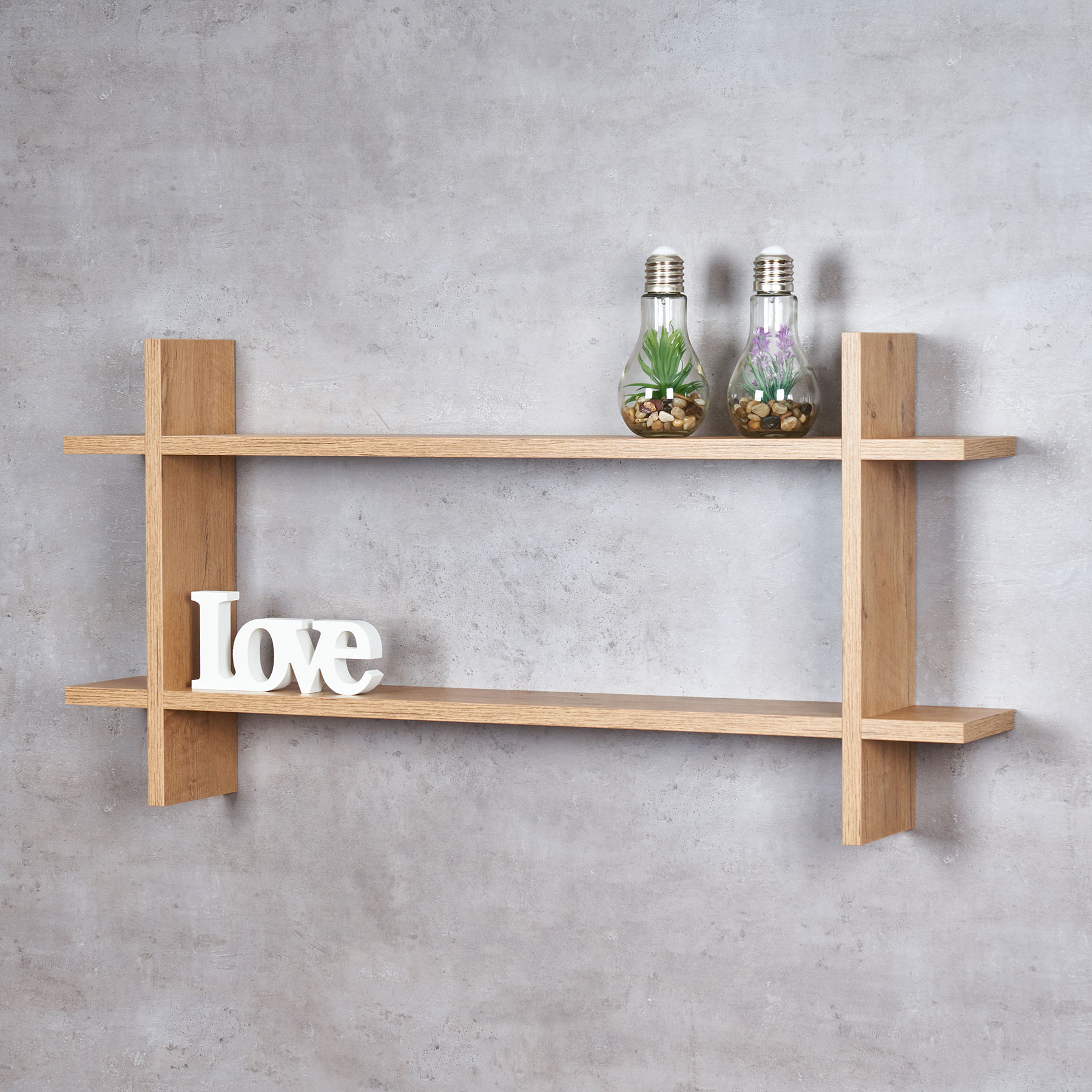 Regal BxH 98x48cm Holz Steckregal Wildeiche Wandregal Bücherregal Ablage Deko