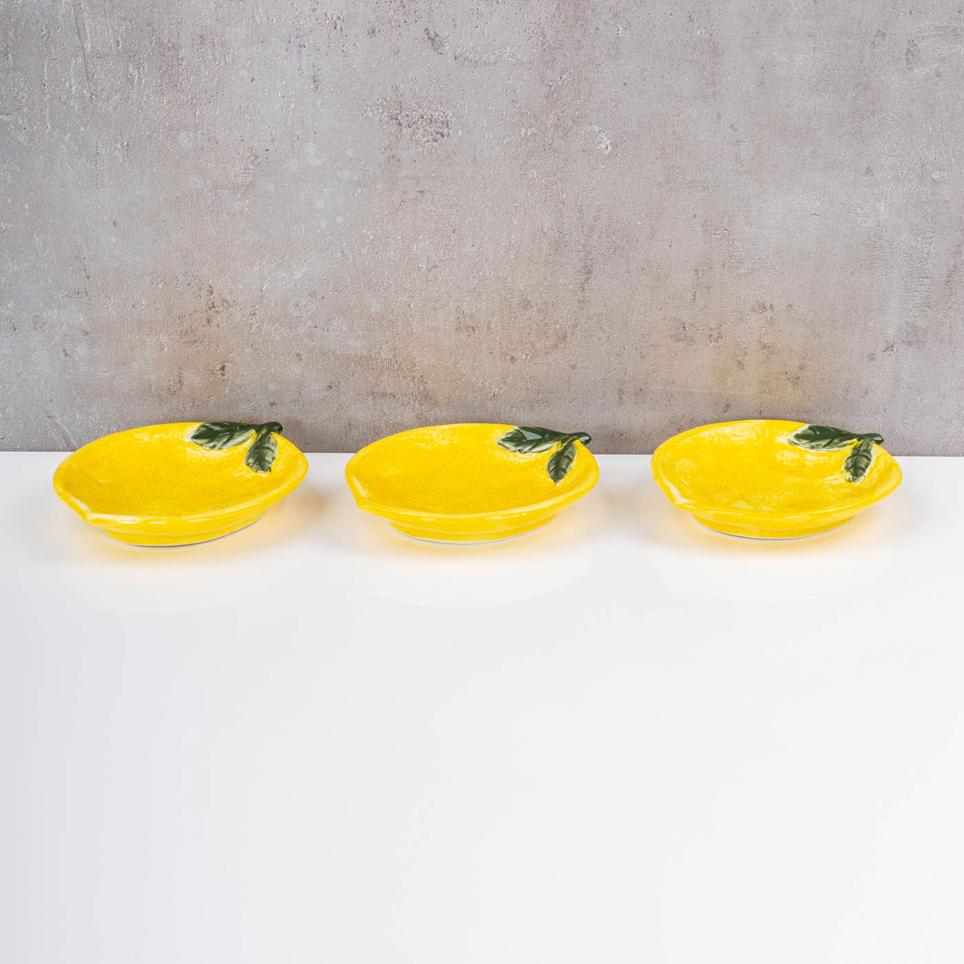3er Set Teller Zitrone Keramik 16cm Sommer Obst Dekoschale Tischdeko Snackschale